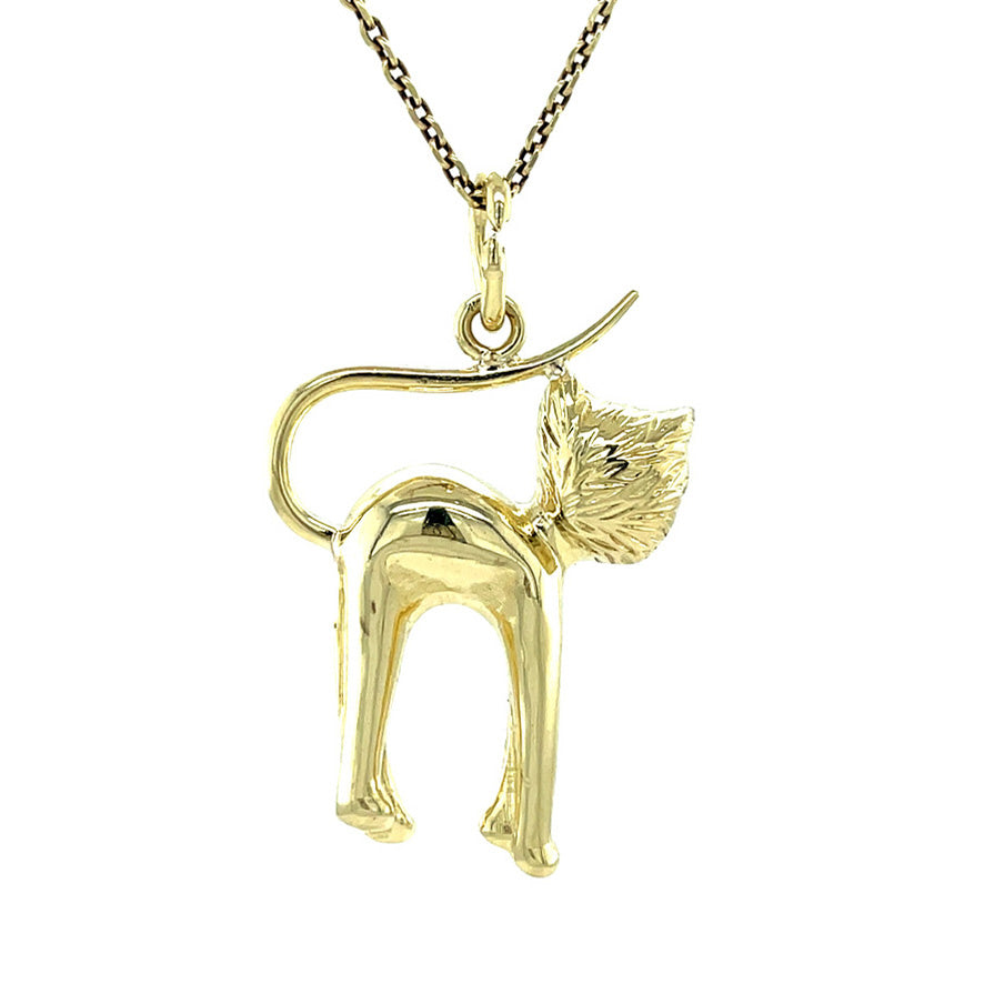 Gold vintage cat pendant 14 kt