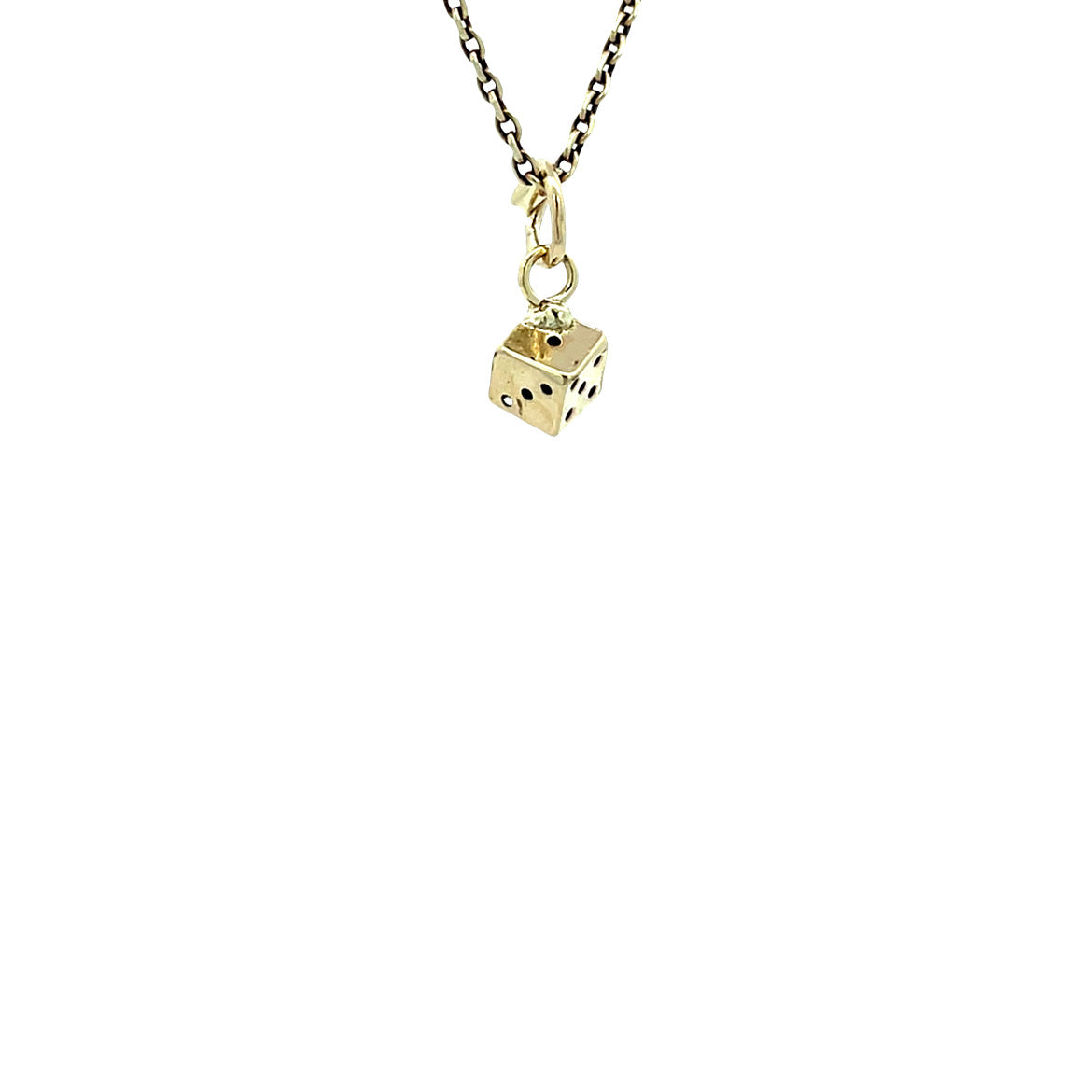 Gouden vintage dobbelsteen hanger 14 kt