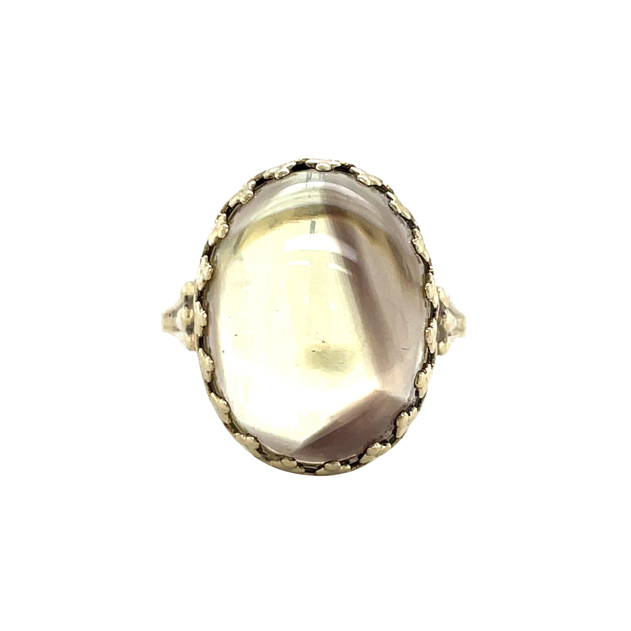 Vintage ring met cairngormkwarts 8 krt