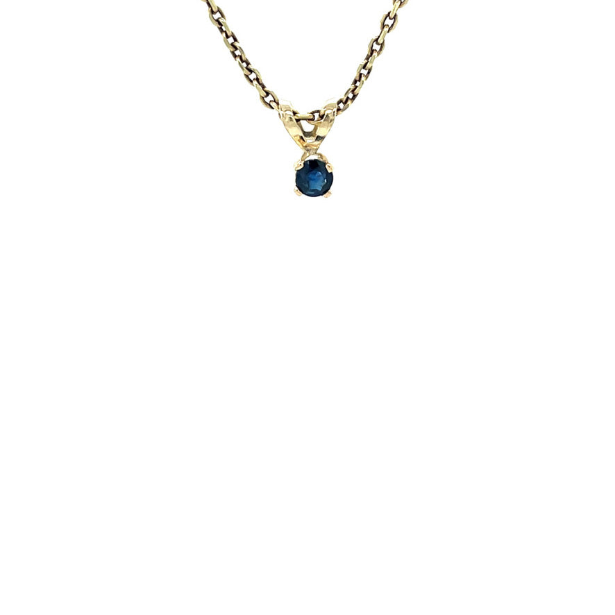 14 kt gold vintage solitaire pendant with sapphire