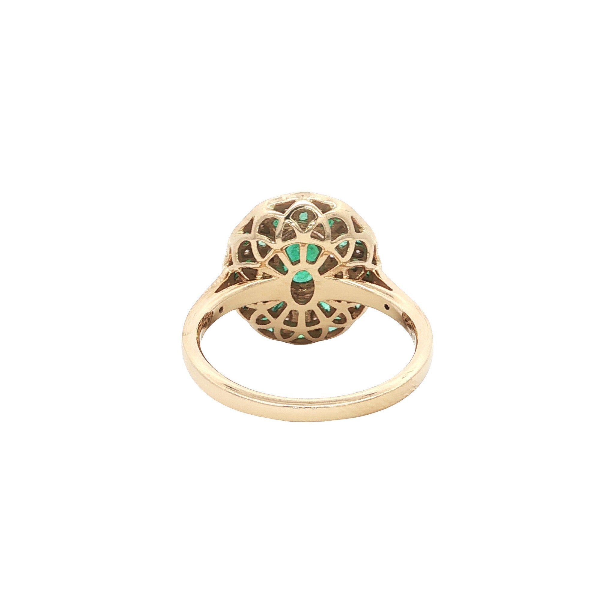 Gold ring with emerald and diamond 14 kt