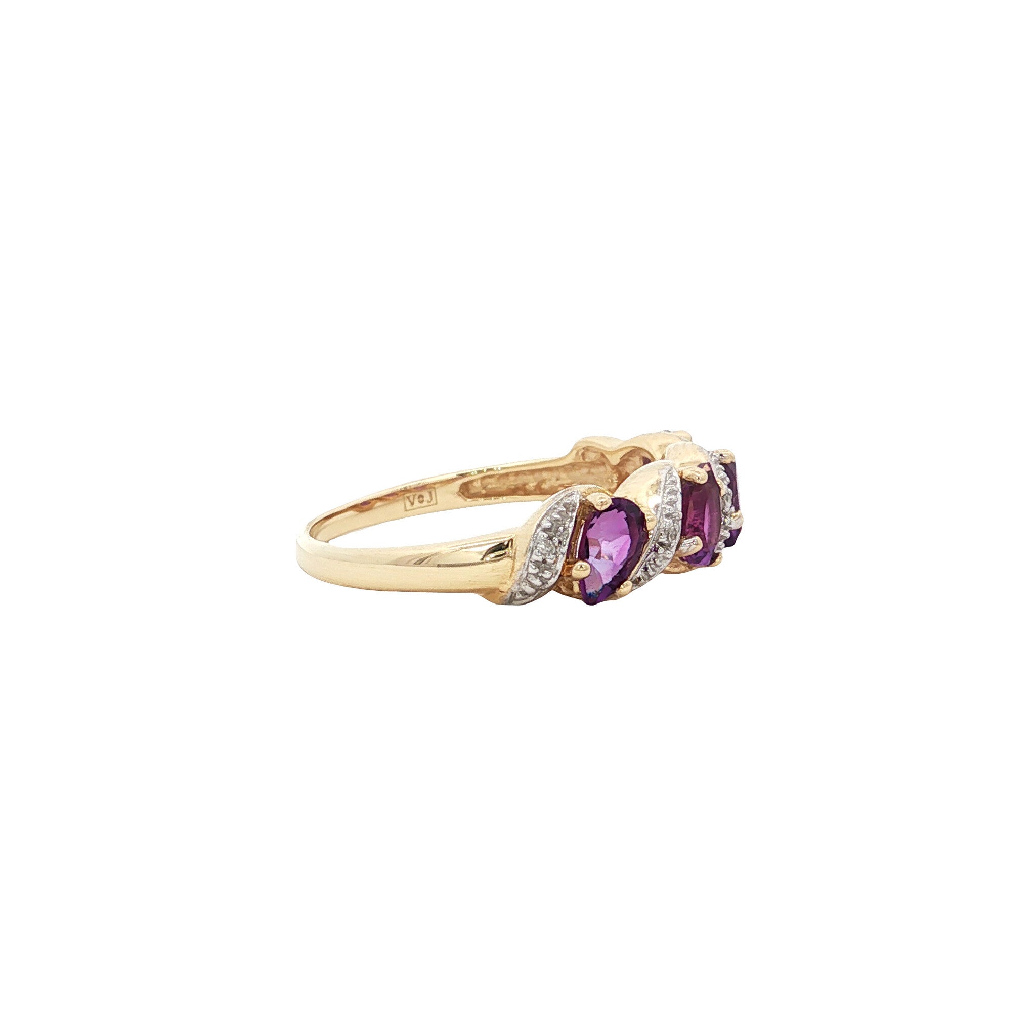 Ring met amethist en diamant 9 kt
