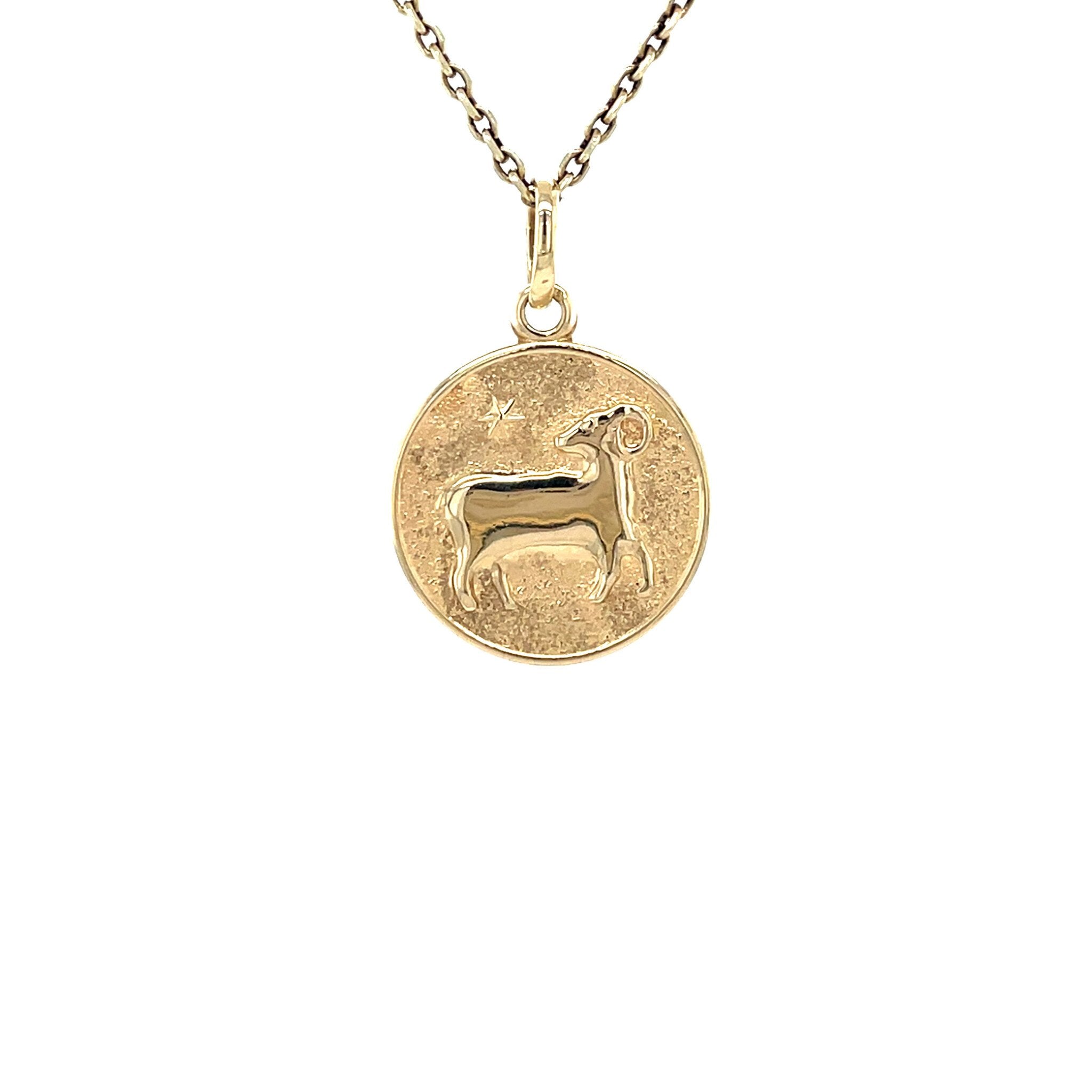 14 kt gold vintage ram pendant