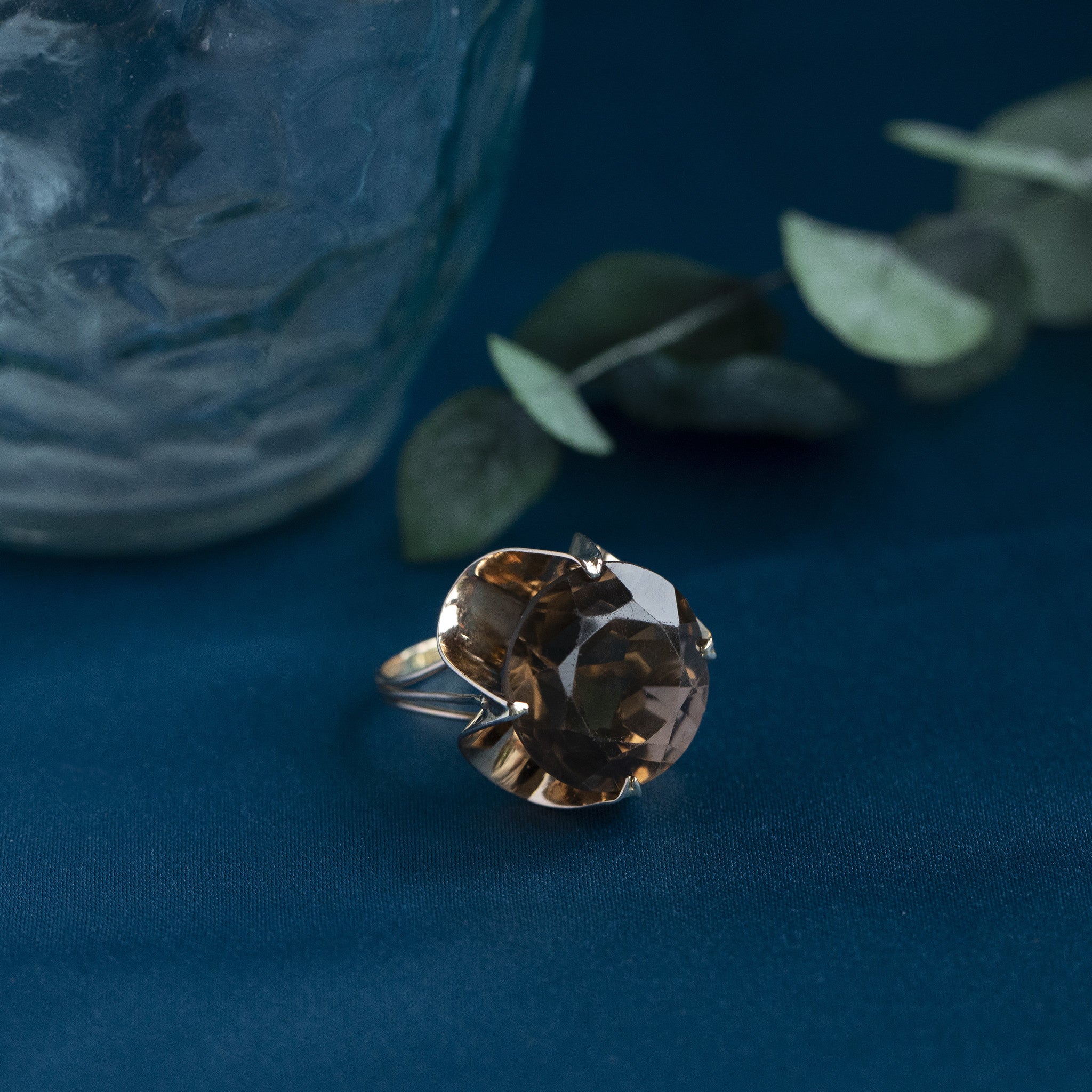 Gouden ring met rookkwarts 14 krt