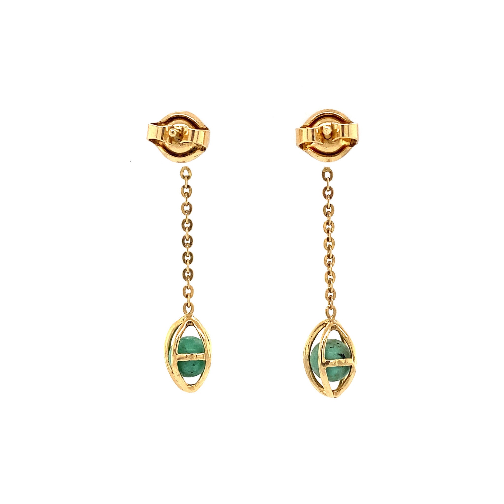 Gold stud earrings with turquoise 18 kt