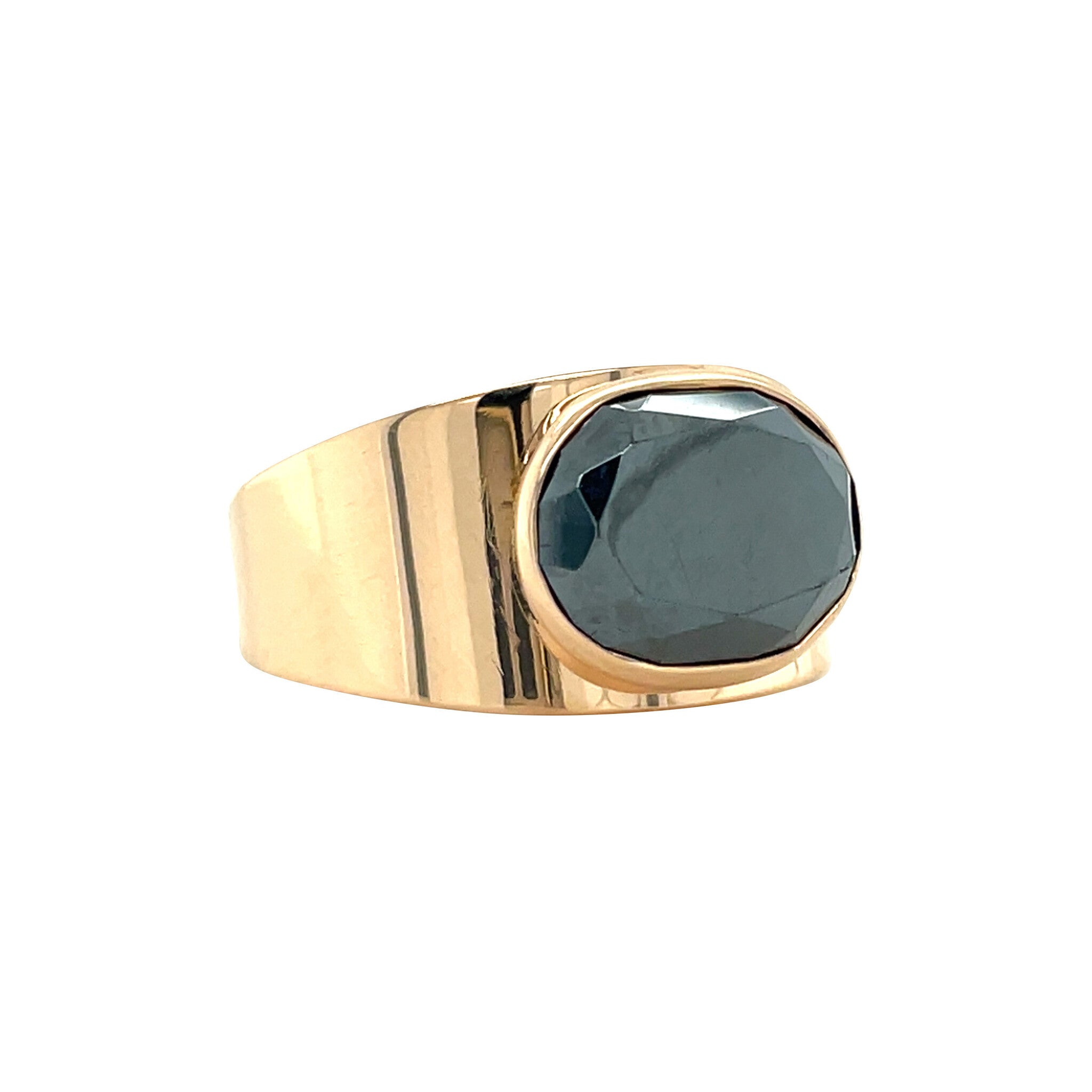 Gouden vintage ring met hematiet 14 kt
