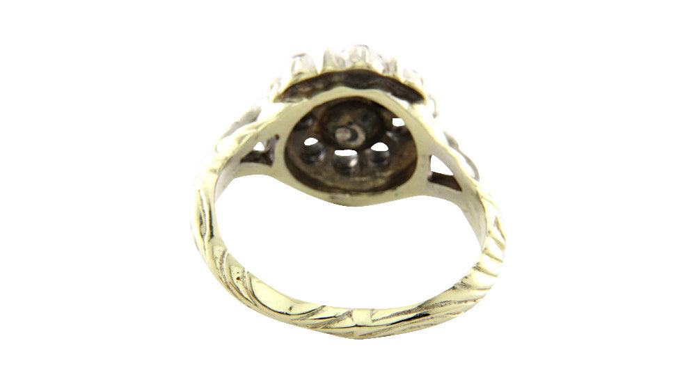 Gold ring bicolour with rose diamond 14 crt