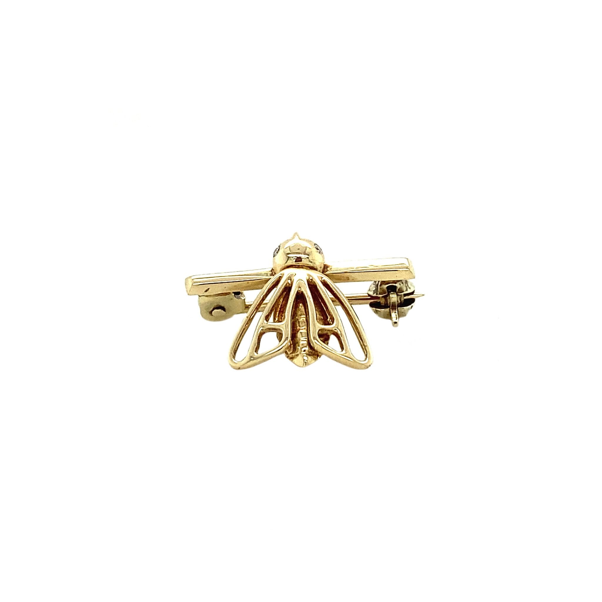 Gouden broche met diamant 14 krt