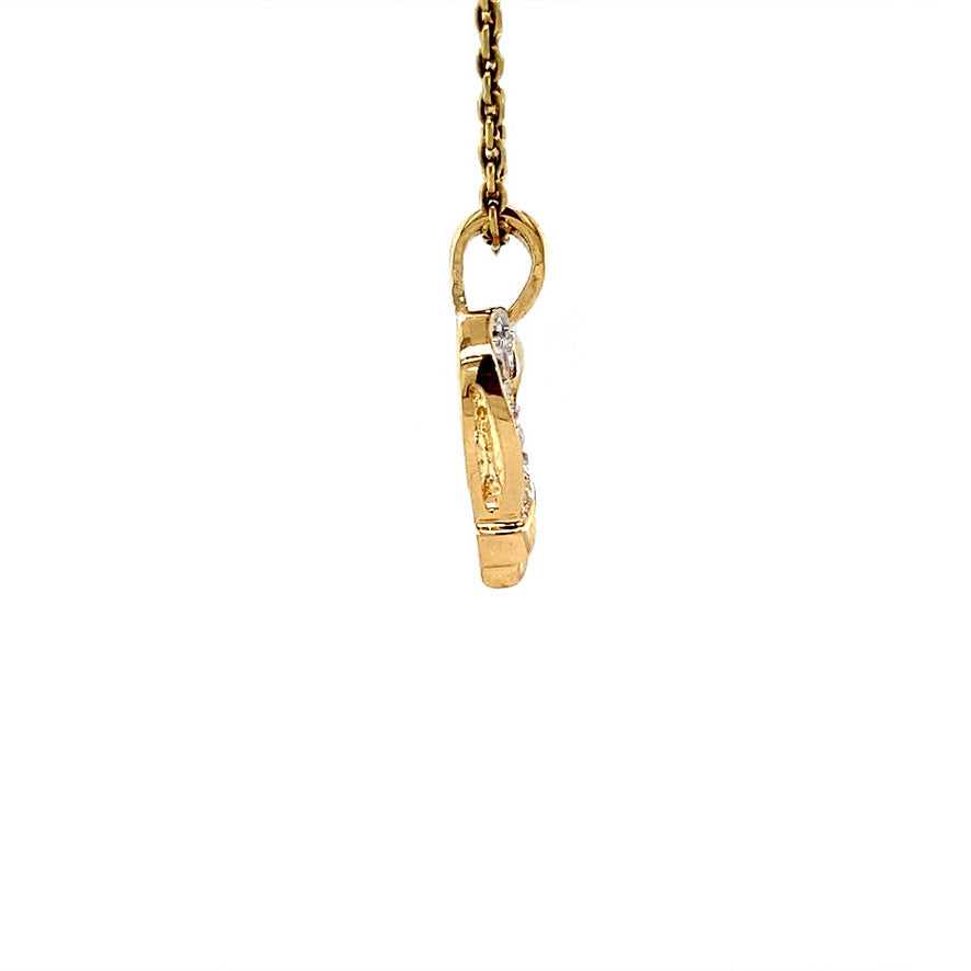 Gouden hart hanger met diamant 14 krt