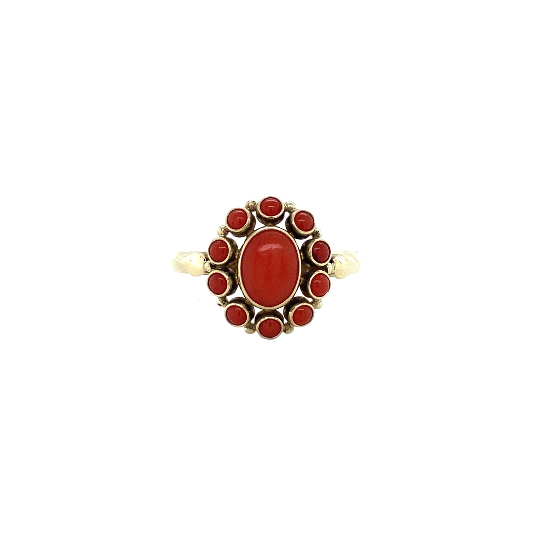 Gold ring with blood coral 14 kt