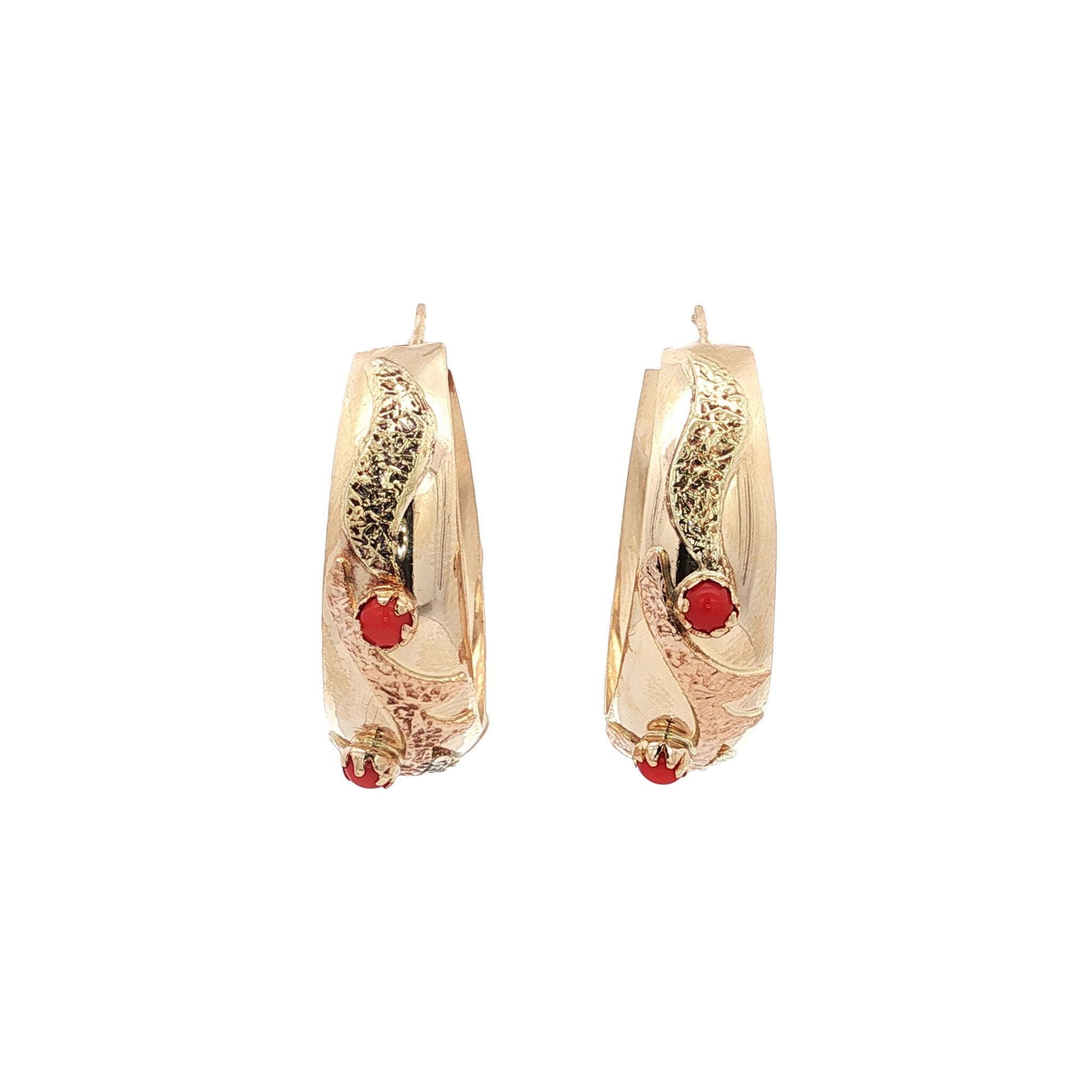 Gouden vintage oorringen met kleursteen 14 kt