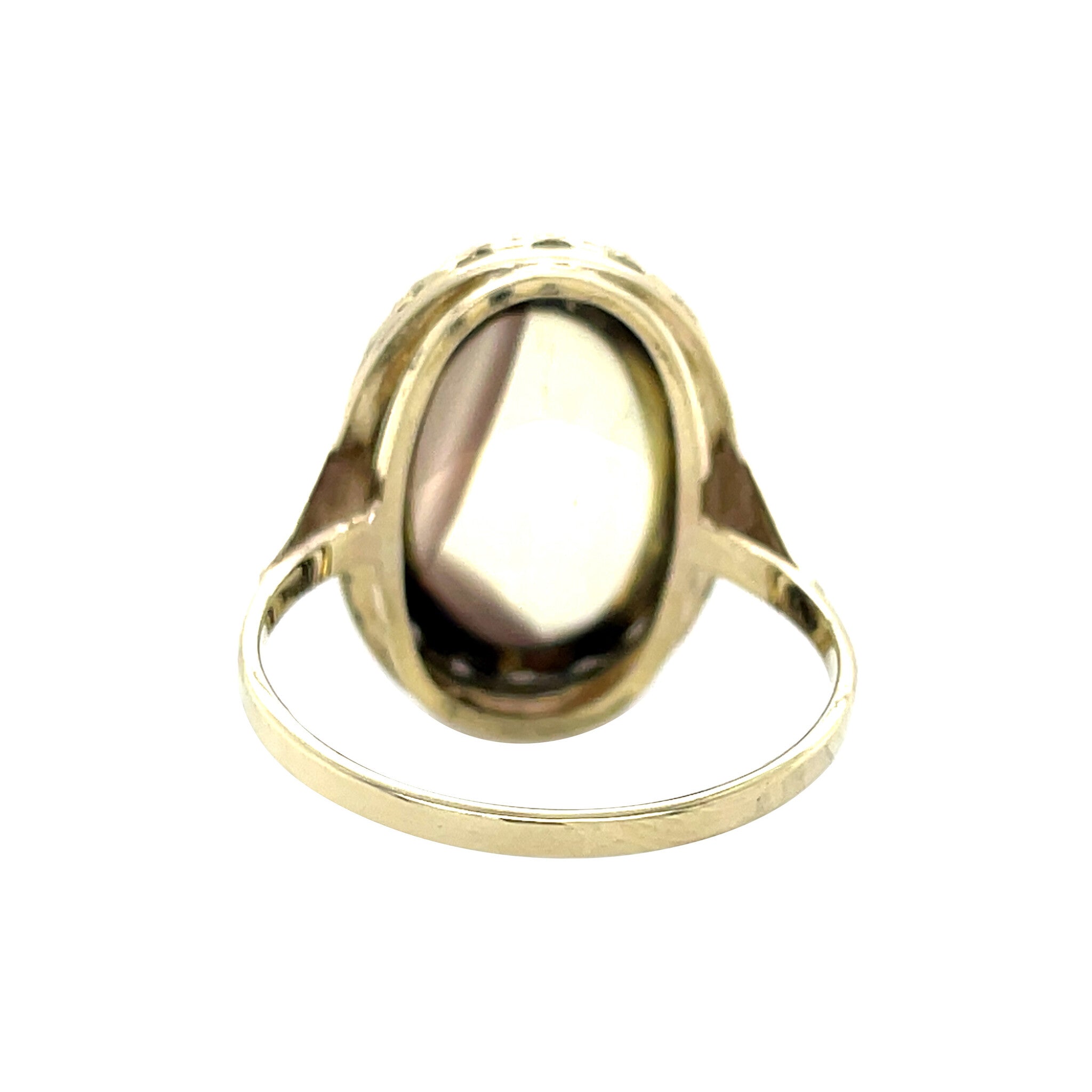 Vintage ring met cairngormkwarts 8 krt