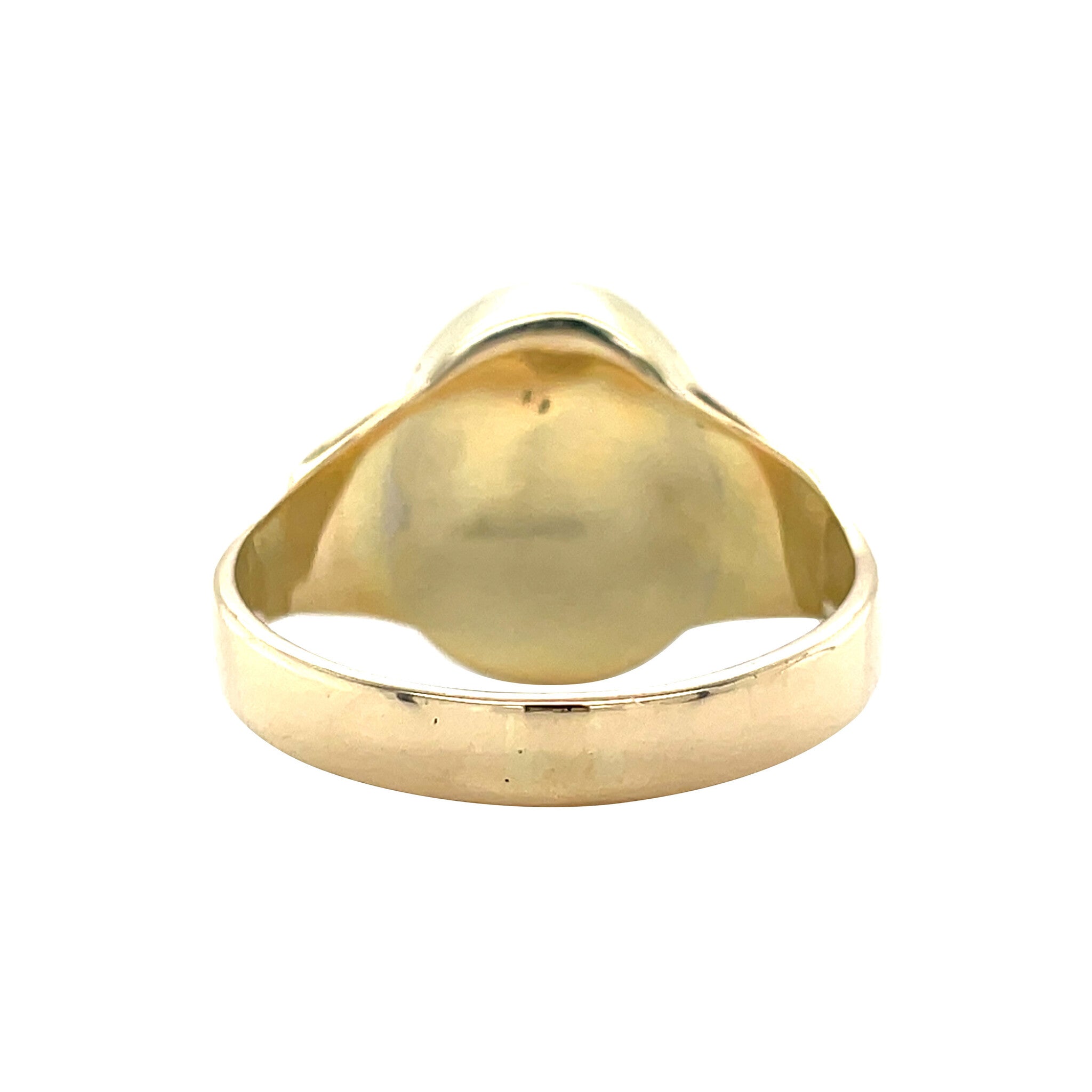 Golden vintage signet ring with blue cabochon 14 kt