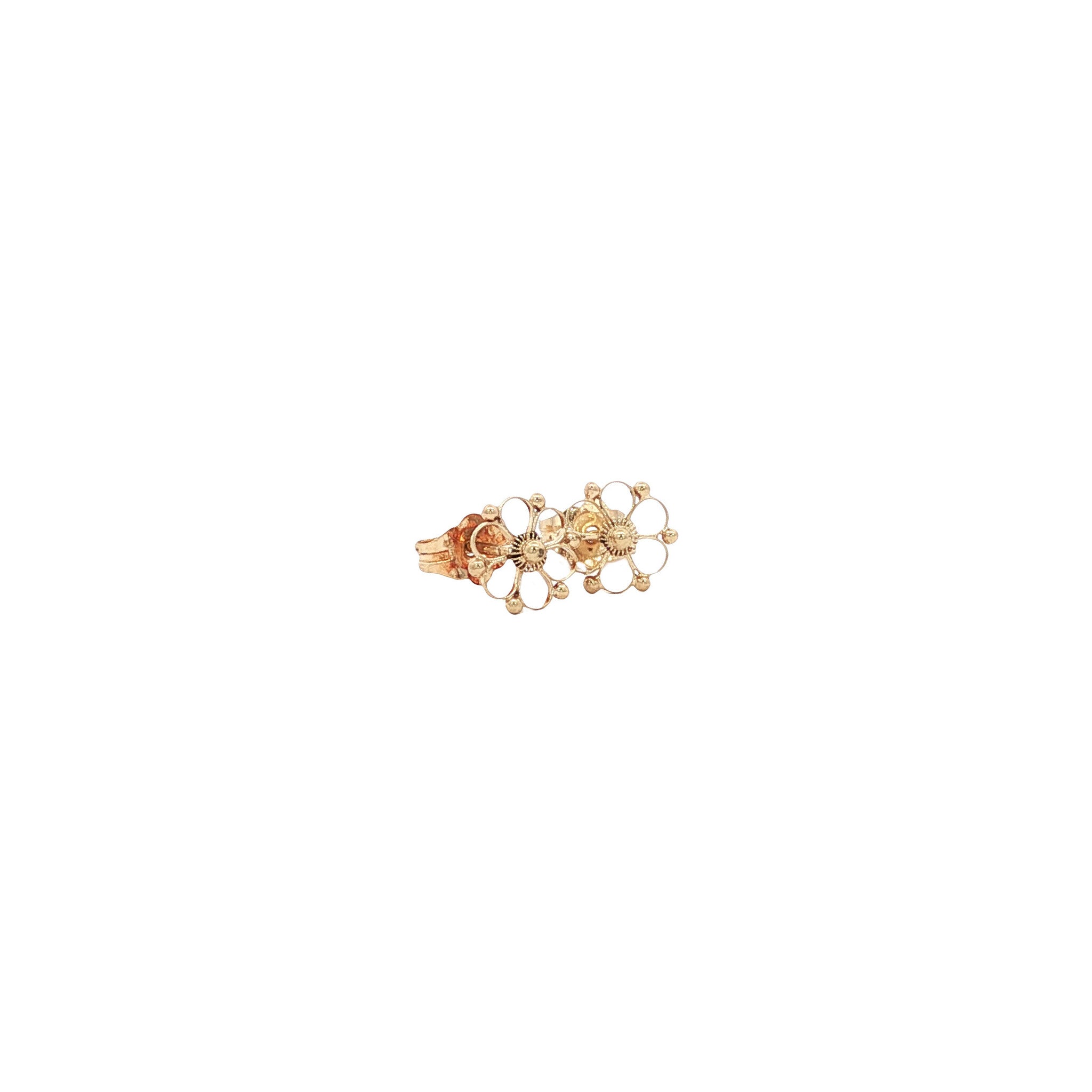 Vintage gold flower stud earrings, 14 kt