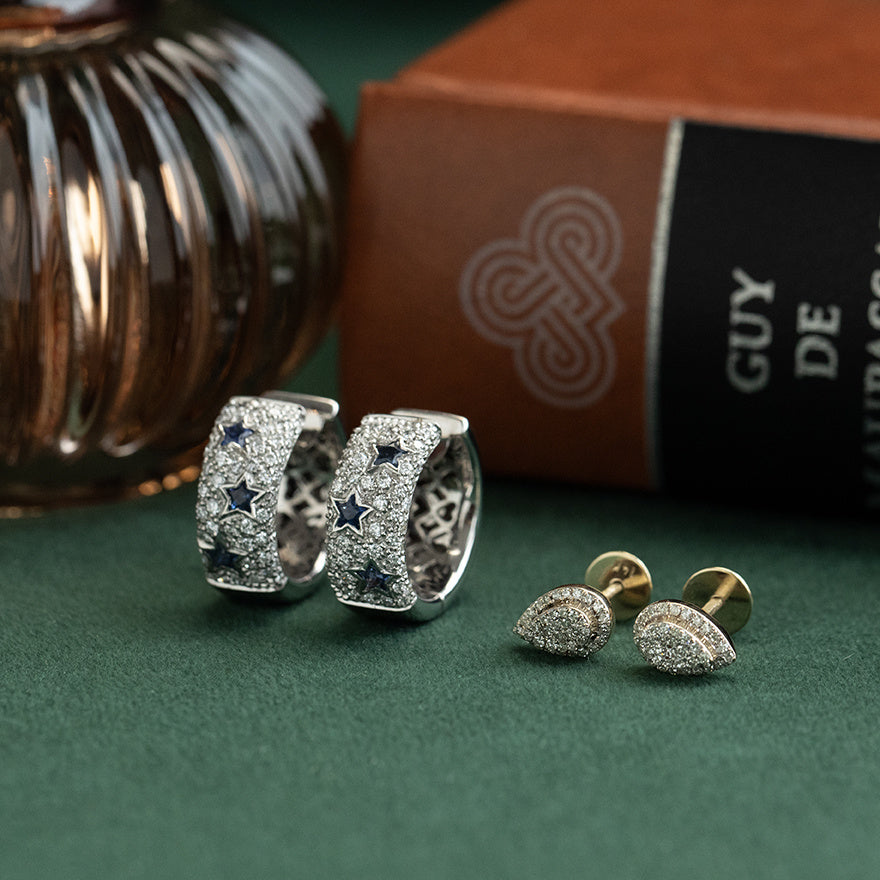 Gouden vintage oorstekers met diamant 14 krt