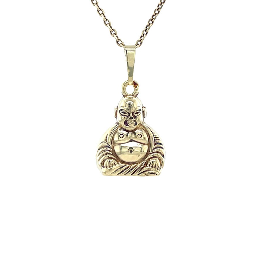 Gouden vintage Boeddha hanger 14 krt