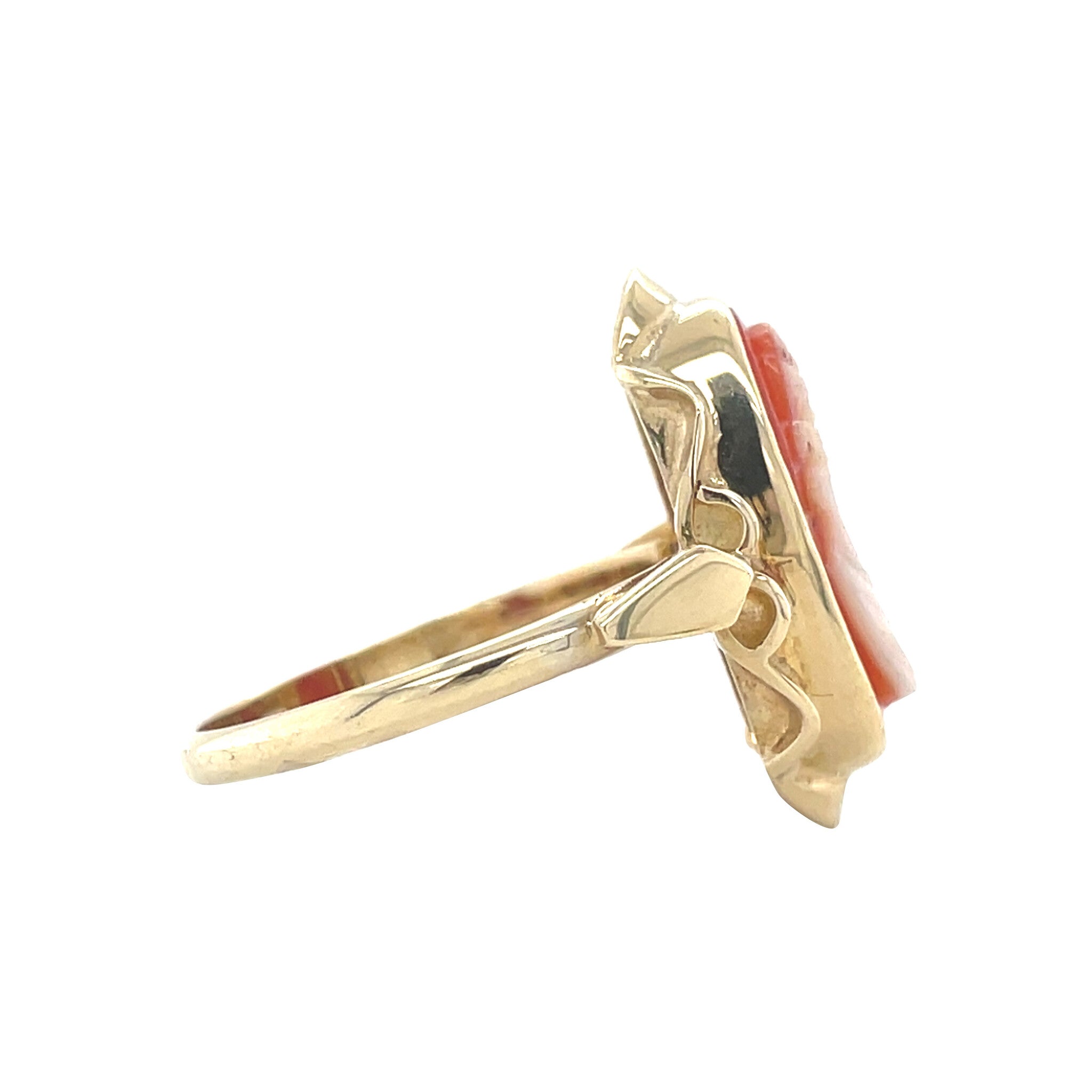 Gouden vintage ring met camee 14 kt