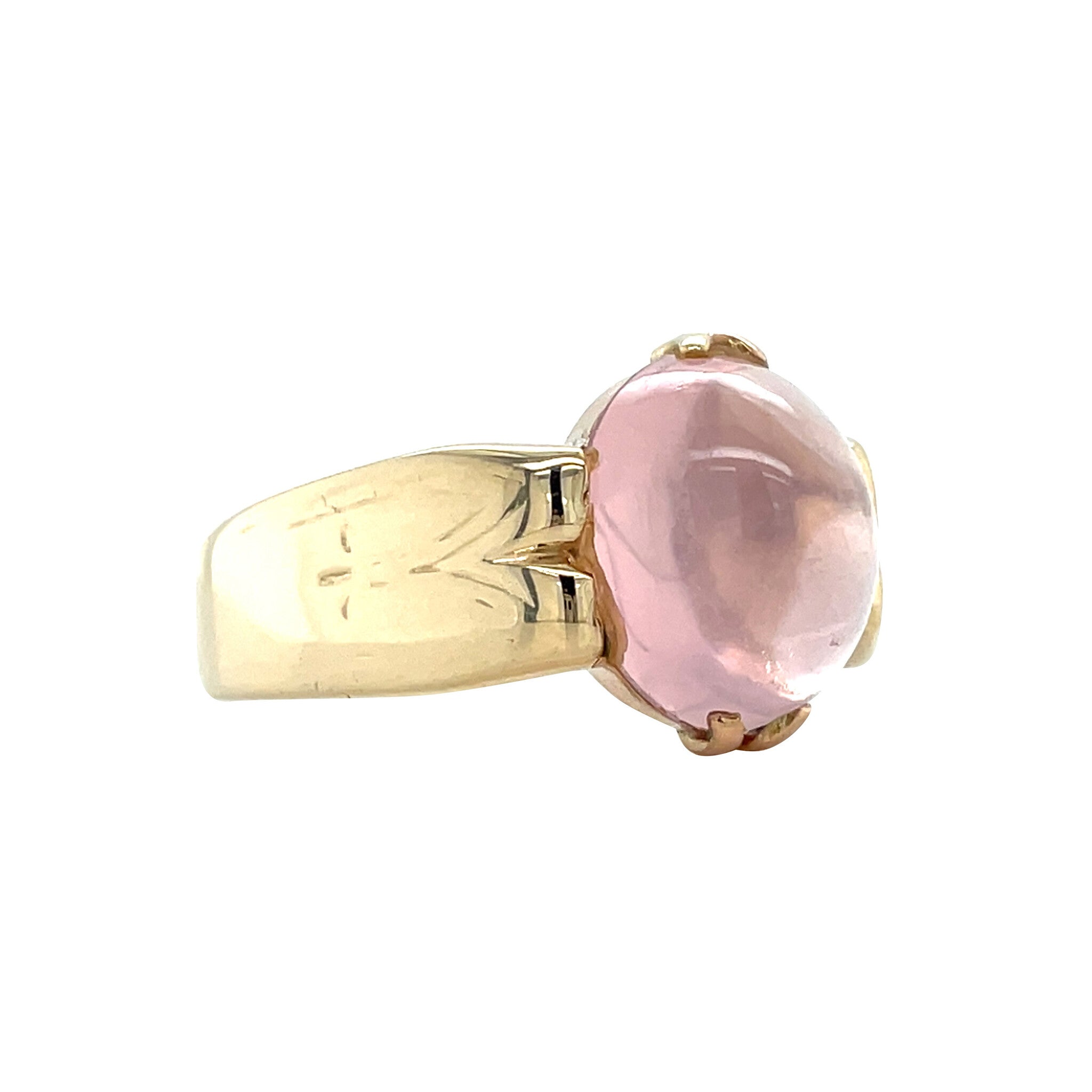 Gold vintage ring with star rose quartz 14 kt