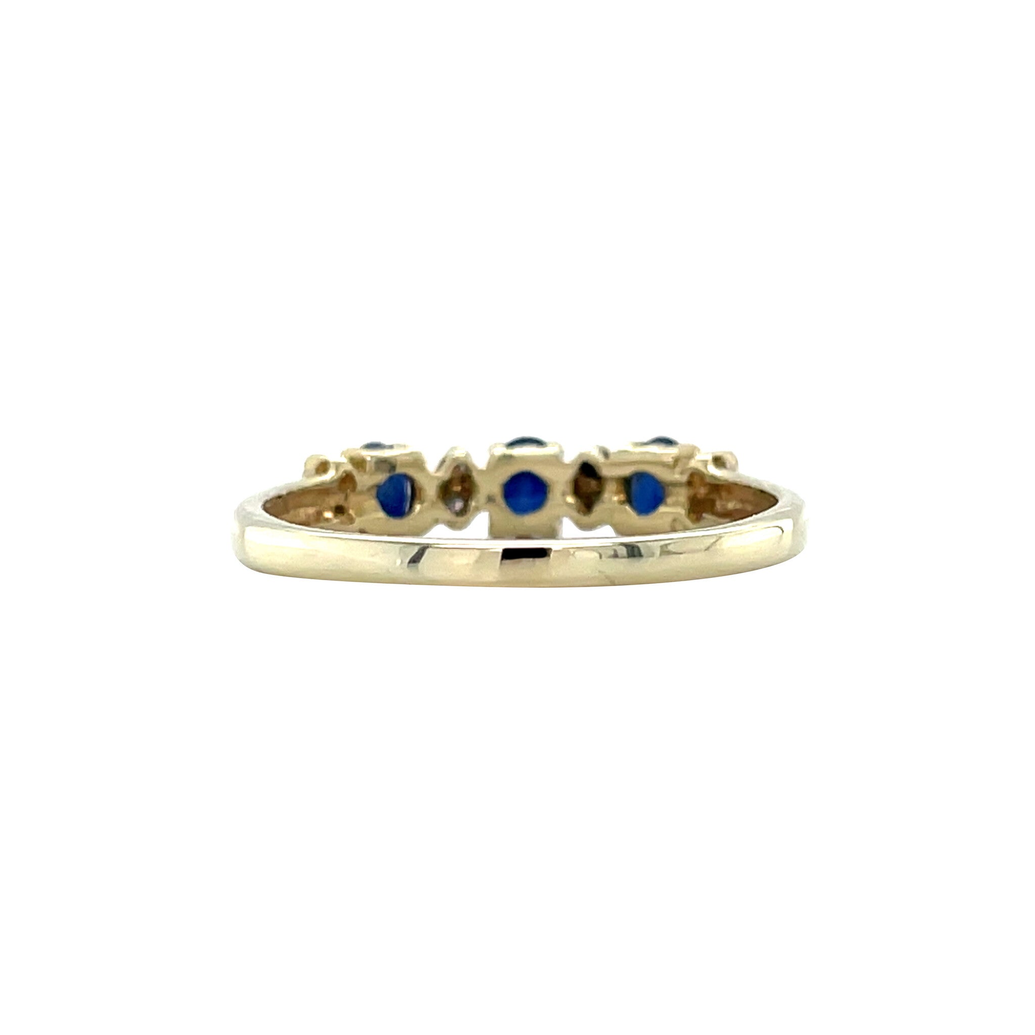 Gouden vintage rijring met saffier en diamant 14 krt