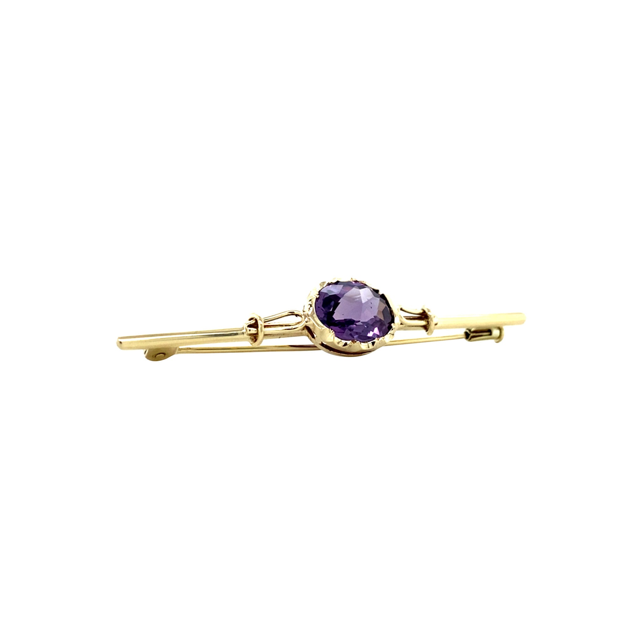 Vintage gold brooch with sapphire, 14 kt