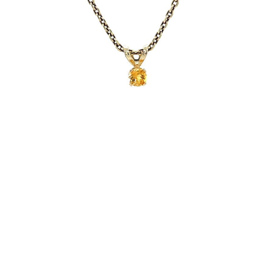 Gouden vintage solitair hanger met citrien 14 kt