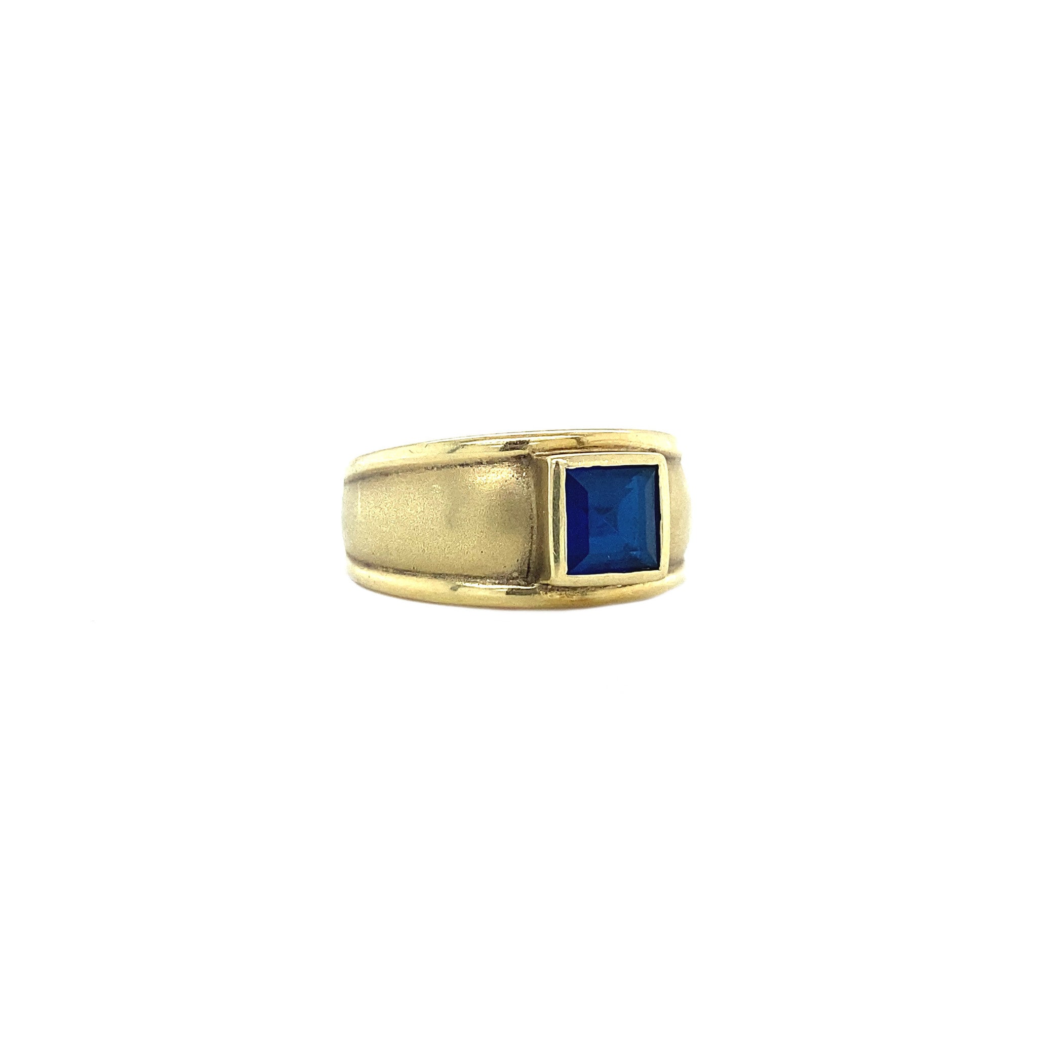 Gouden ring met synthetische saffier 14 krt