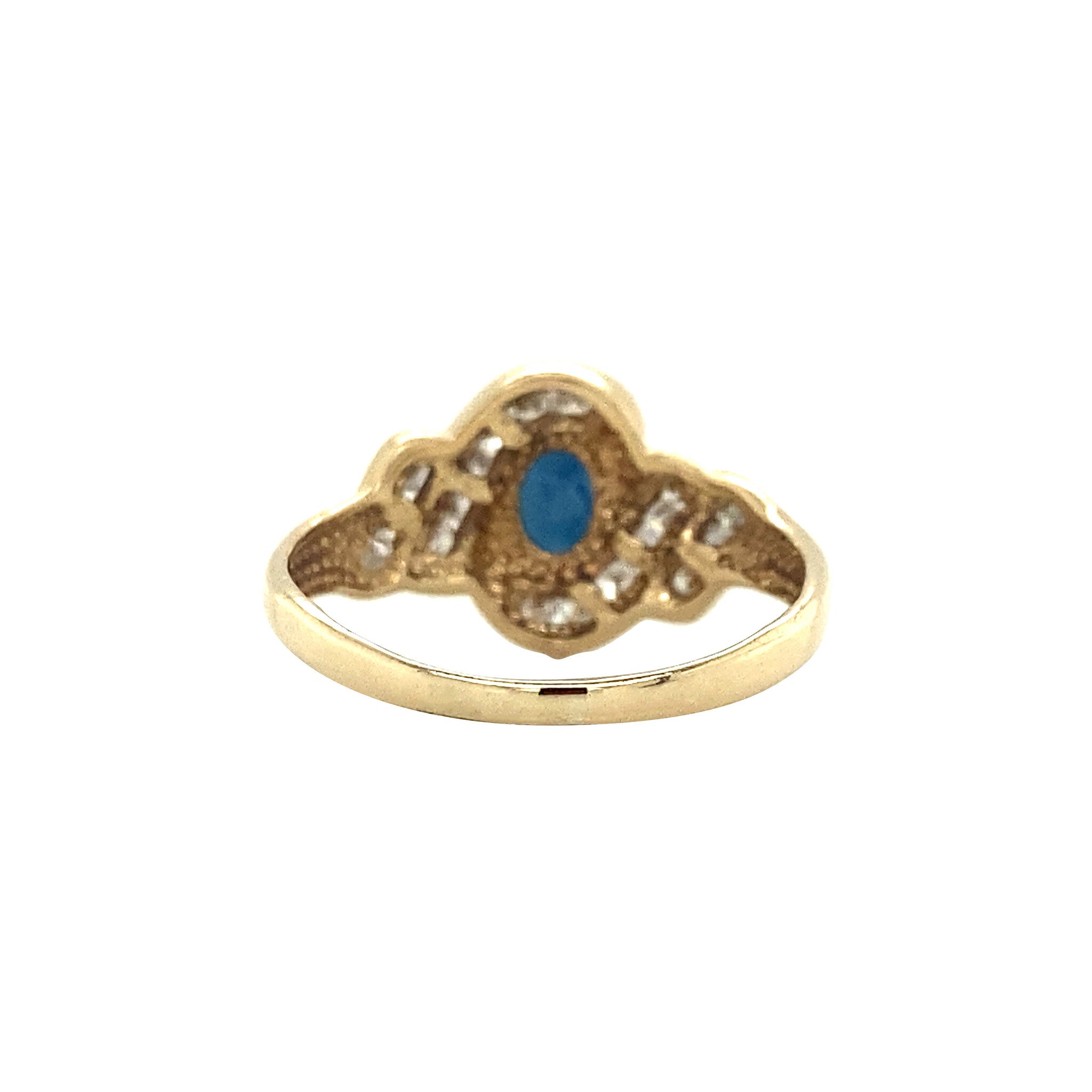 14-kt gold ring with sapphire and diamond