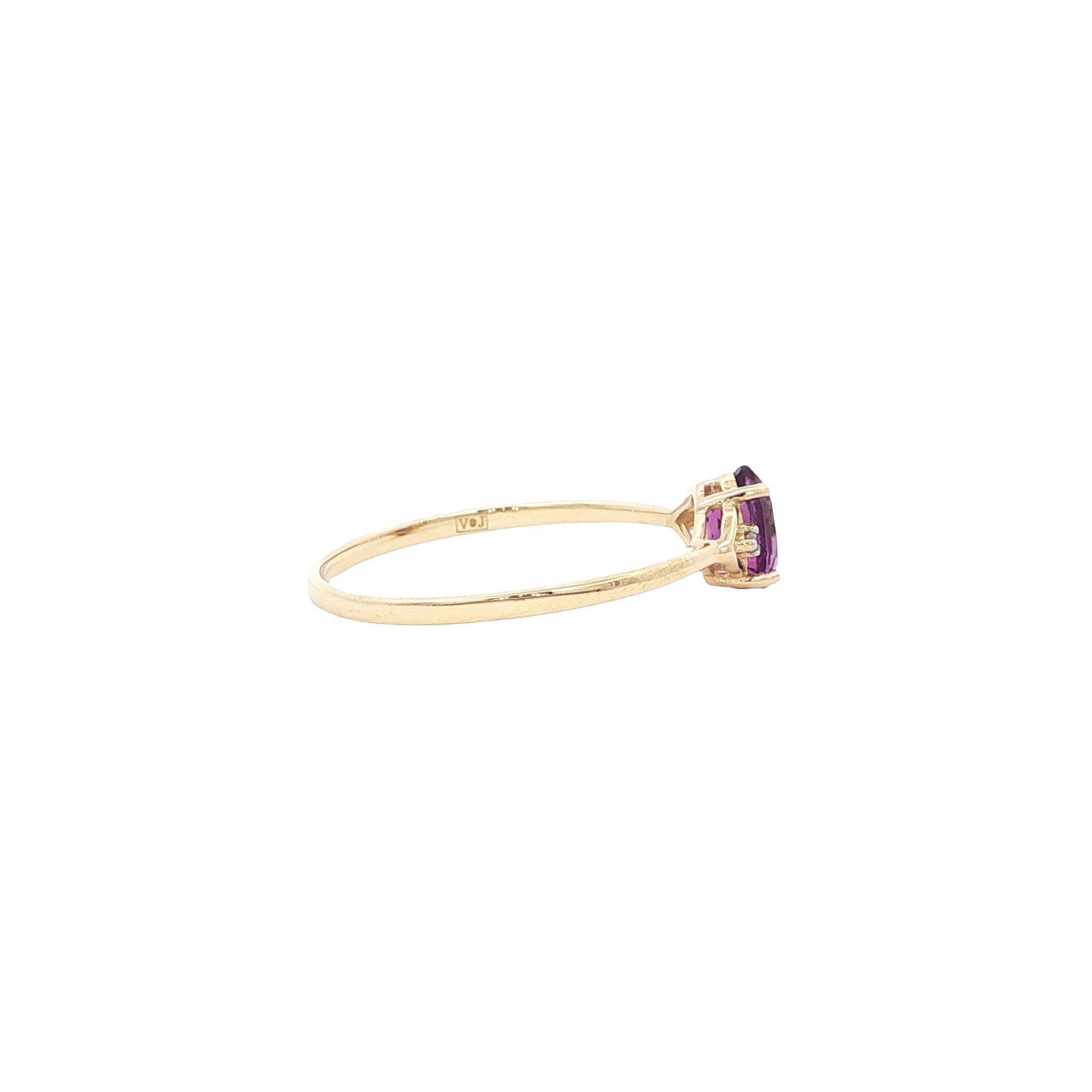 Ring with amethyst and diamond 9 kt