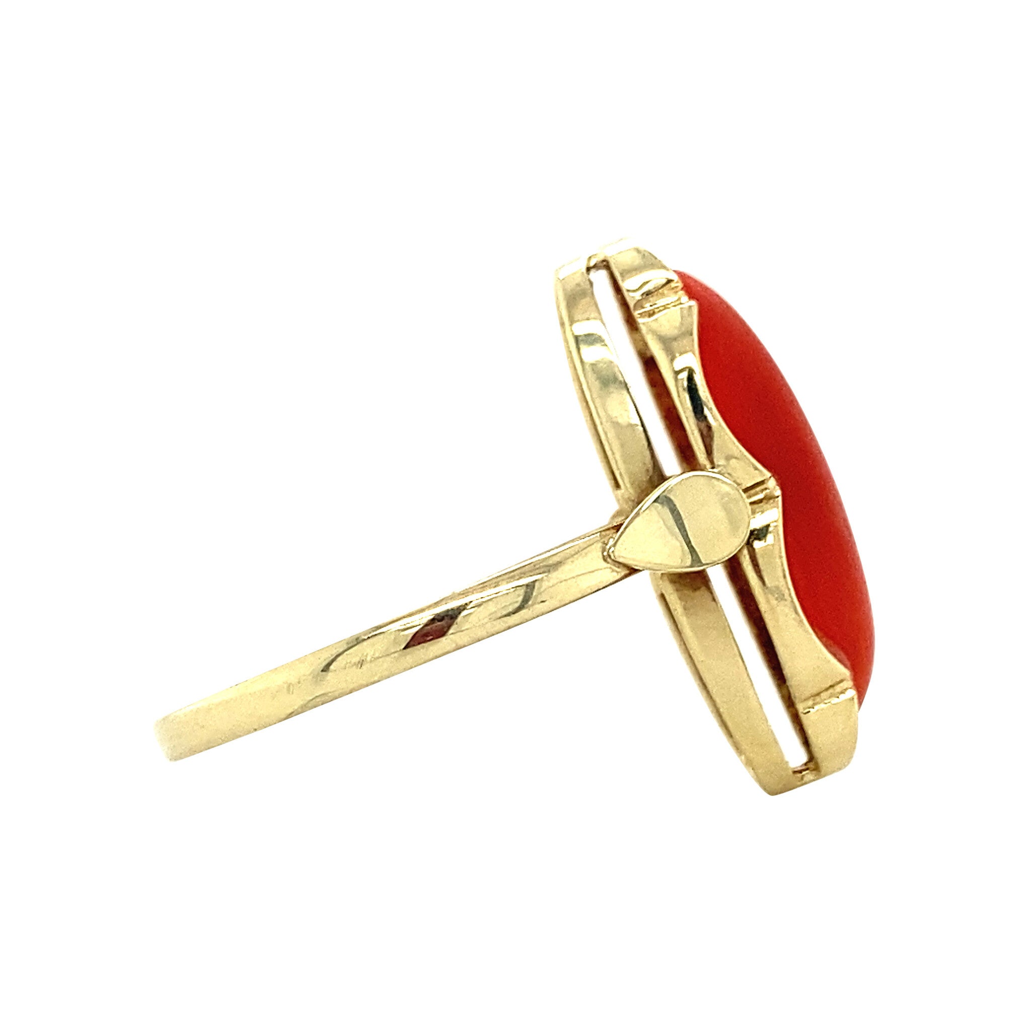 Gold ring with blood coral 14 krt