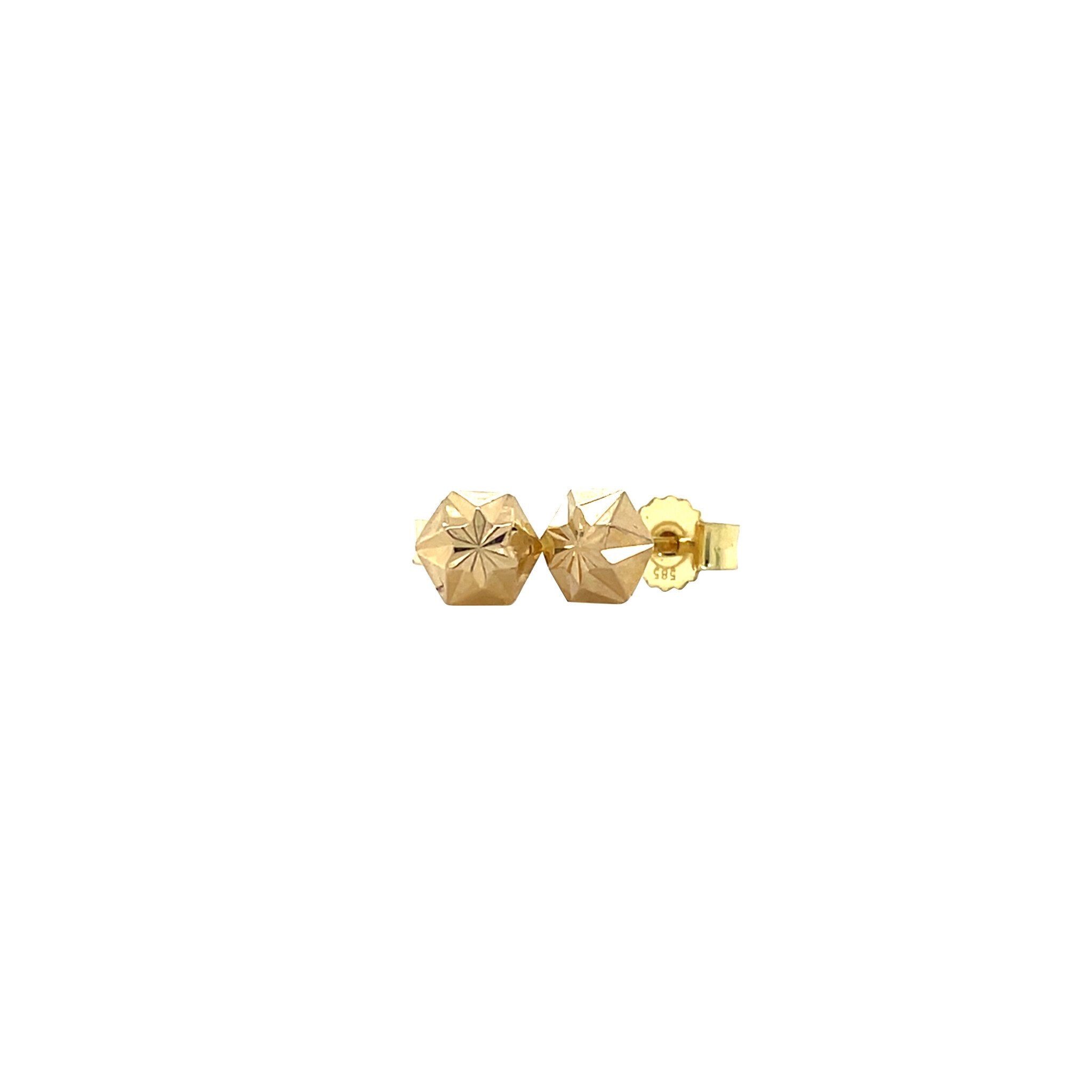 Vintage gold fantasy stud earrings, 14 kt