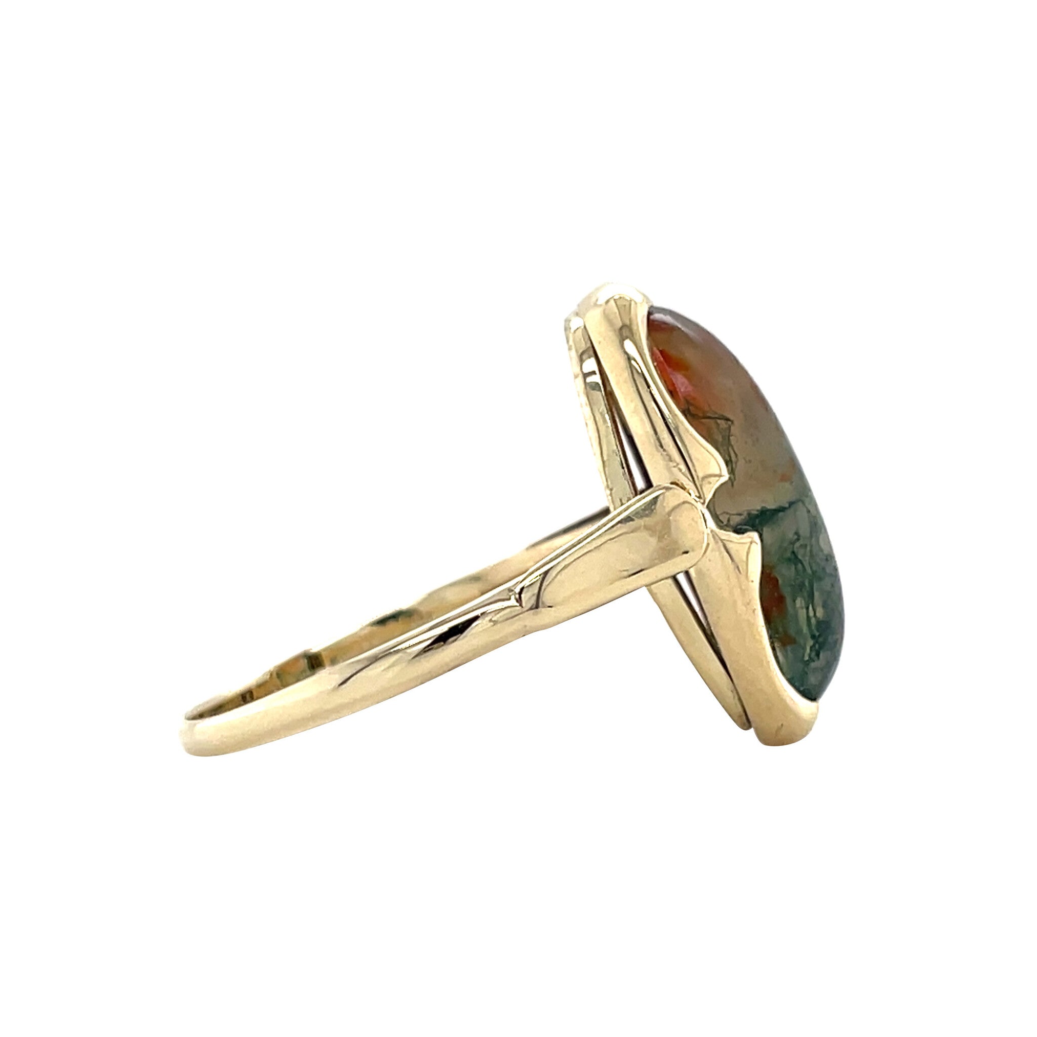 Gouden vintage ring met mosagaat 14 kt