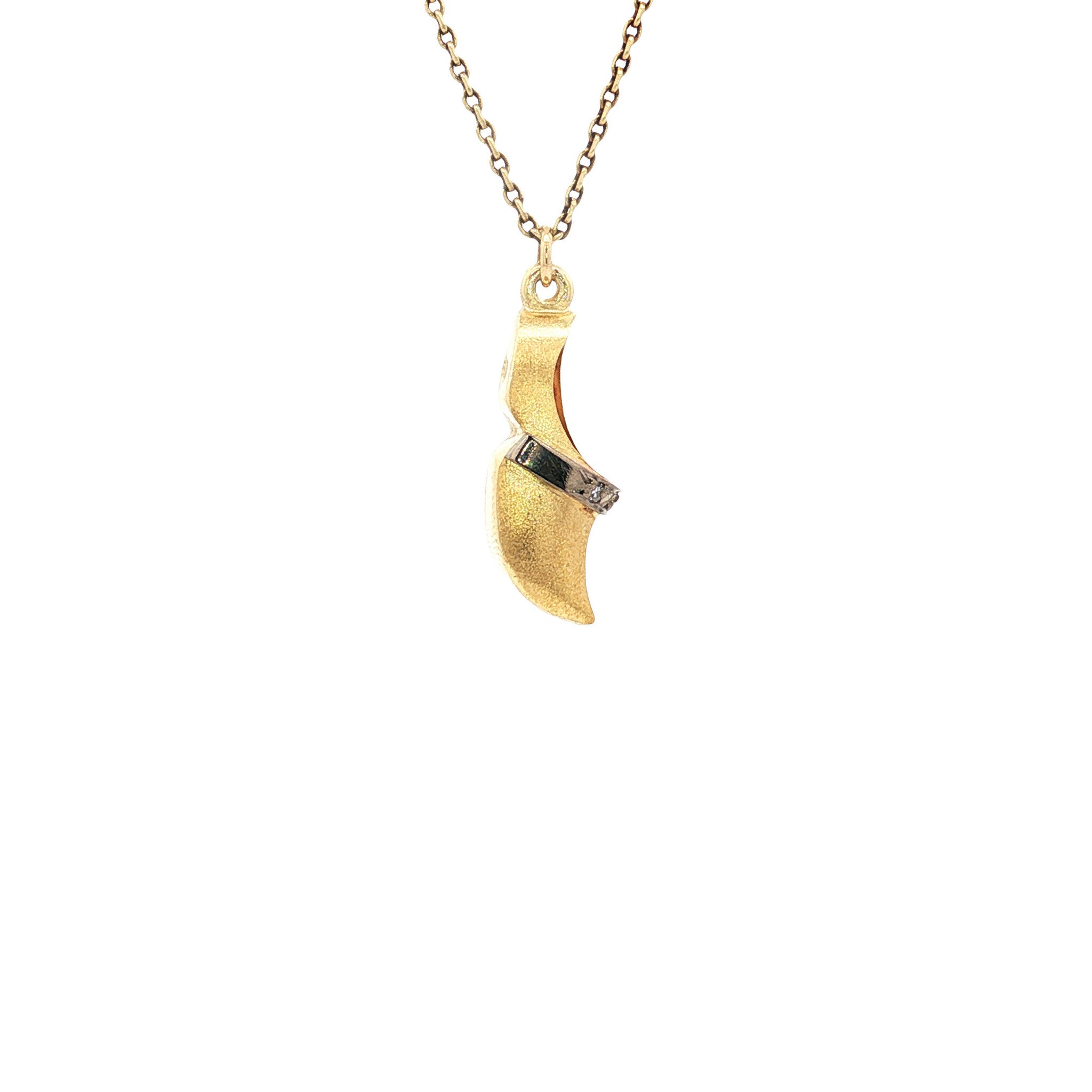 Gold vintage clog pendant with diamond 14 kt
