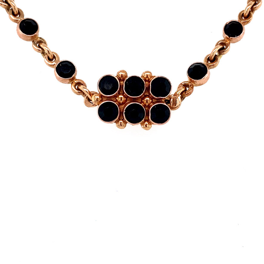 Gold vintage necklace with garnet 14 krt