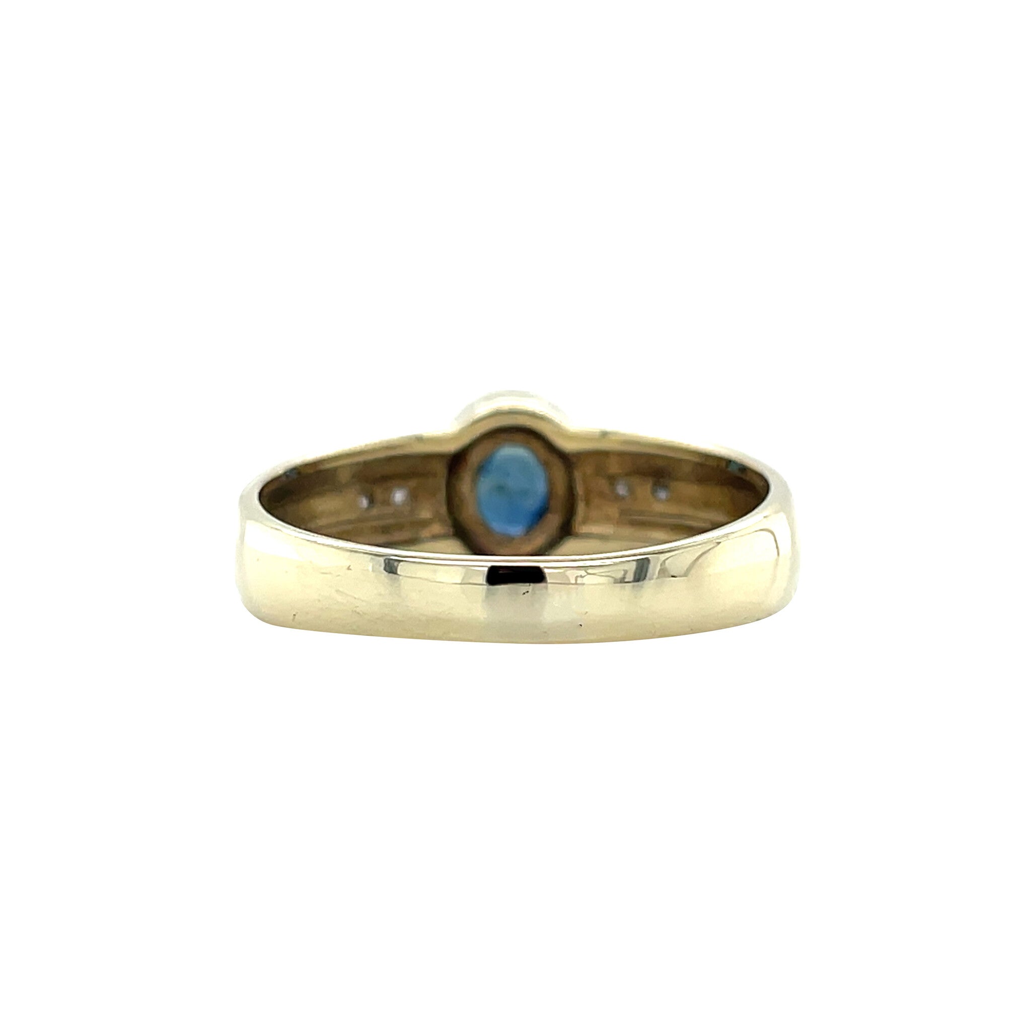 Gold vintage ring with sapphire and diamond 14 kt