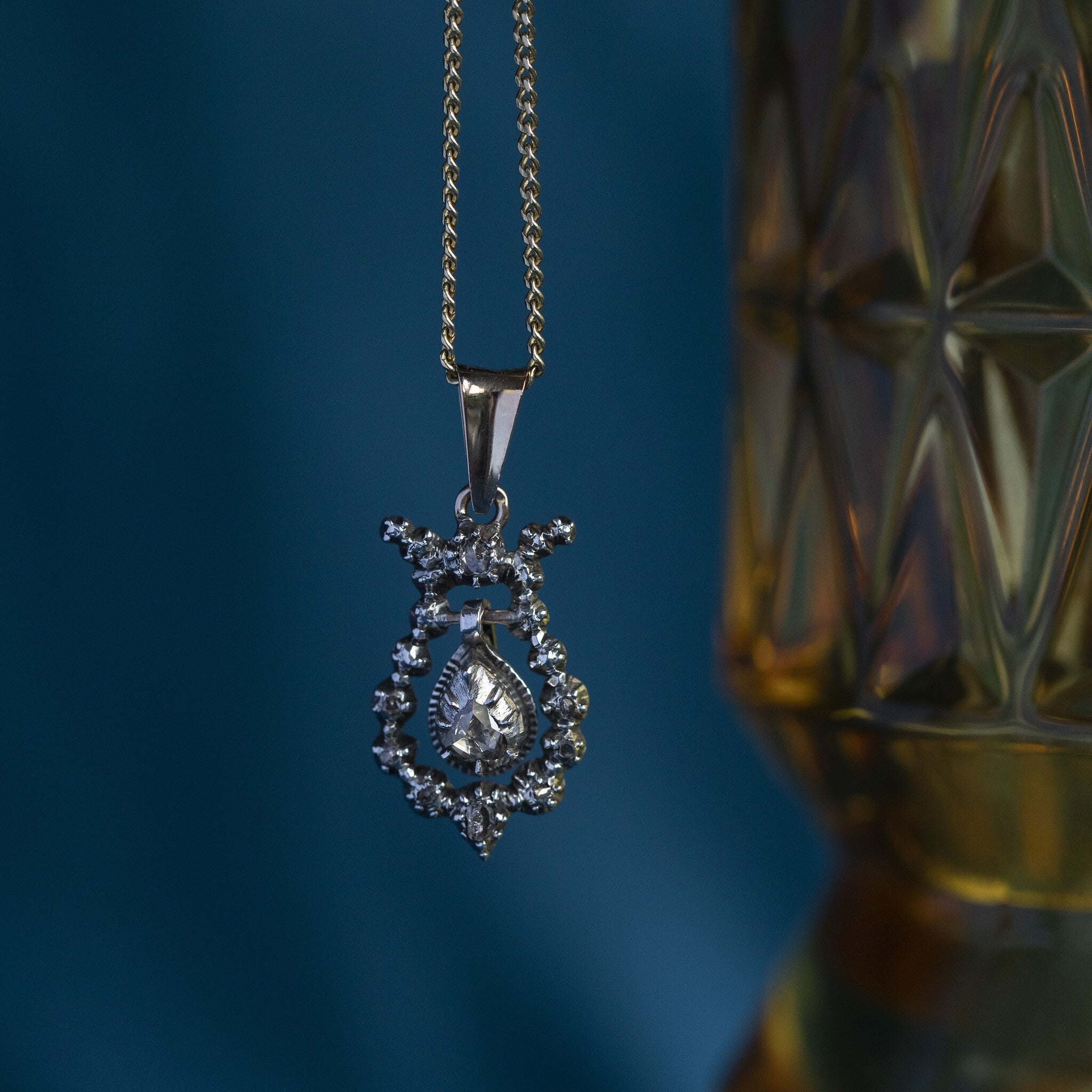 Silver pendant with diamond 14 kt/925