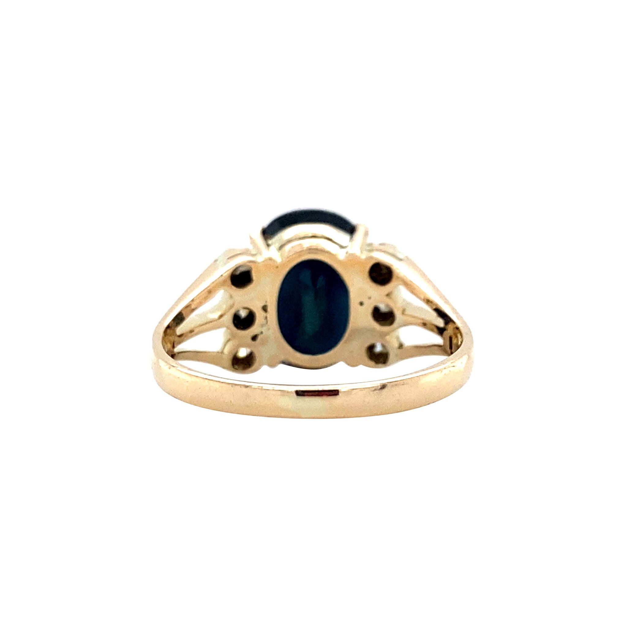Vintage gold ring with sapphire and diamond, 14 kt