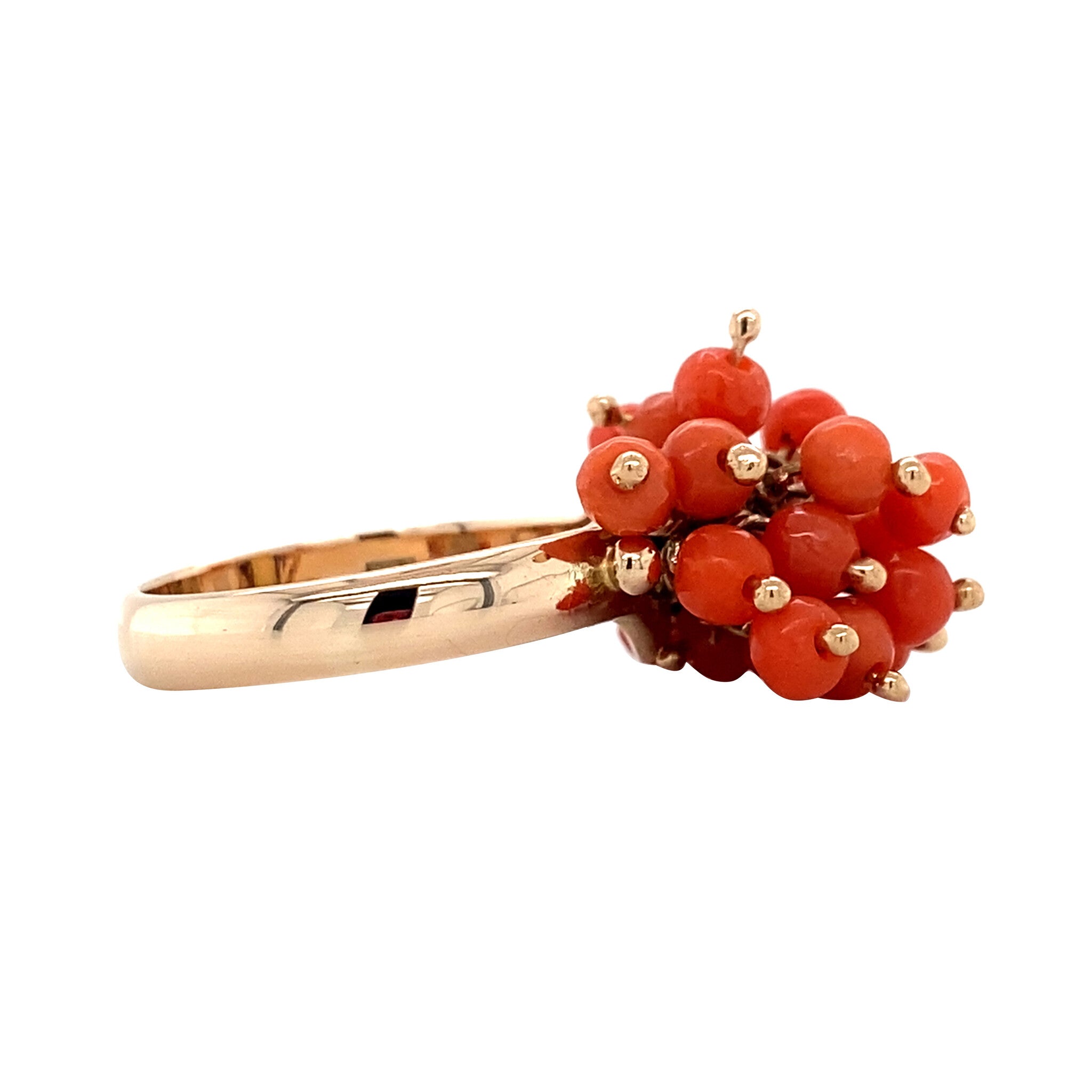 Gouden ring met bloedkoraal 14 krt