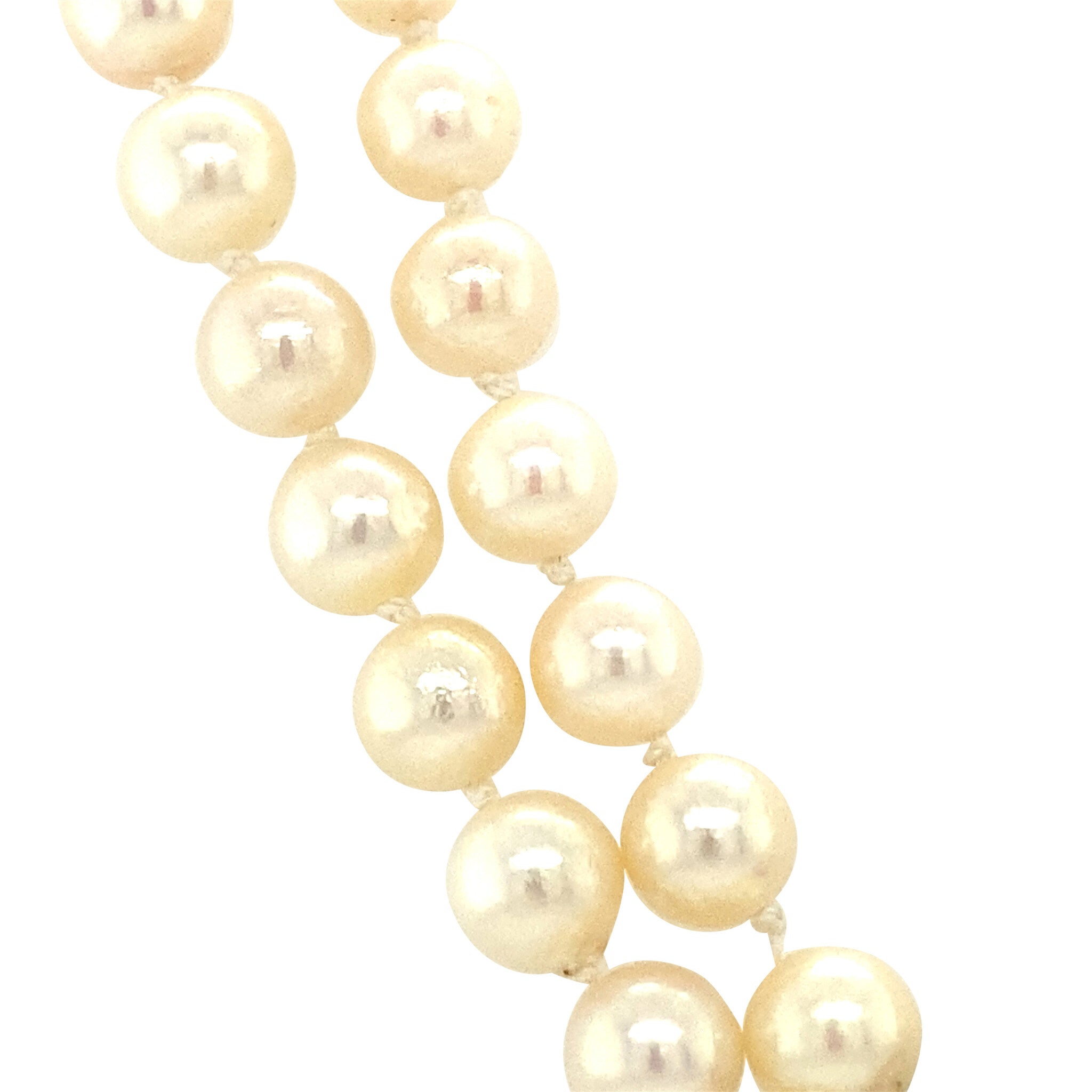 Parel collier met witgouden diamant sluiting 14 krt