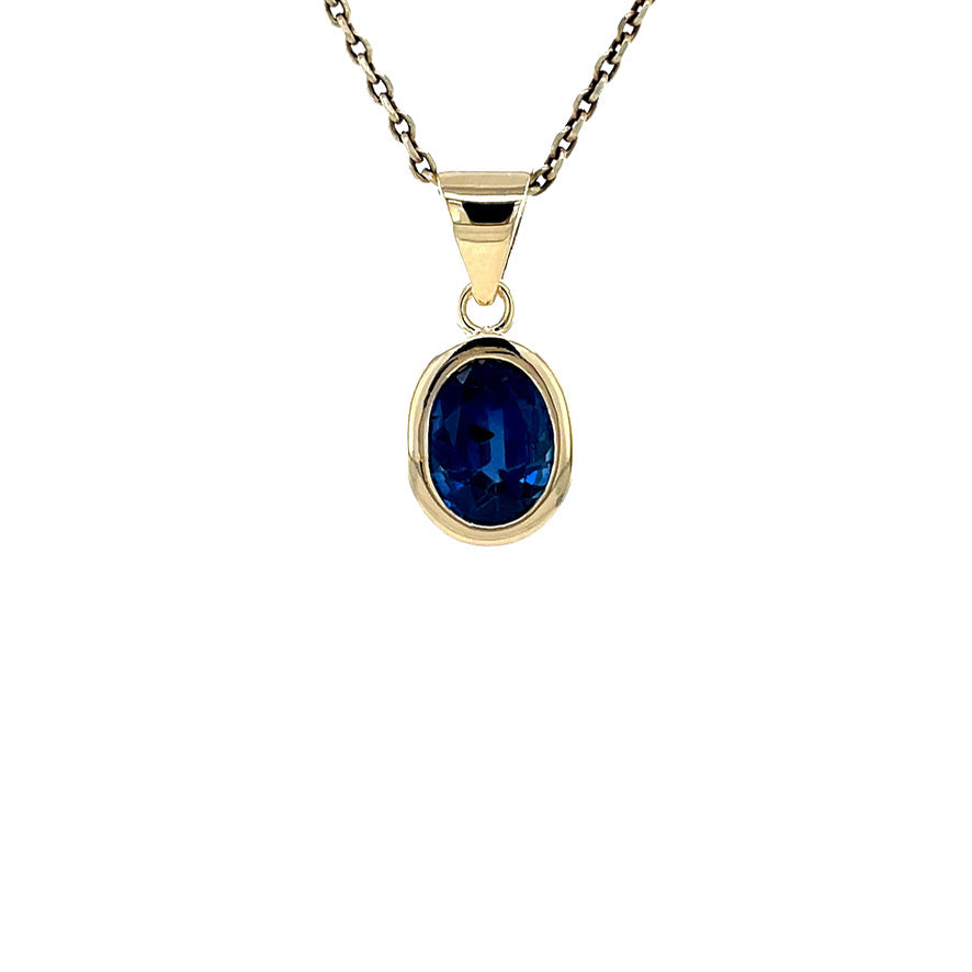 Vintage gold pendant with sapphire, 14 kt