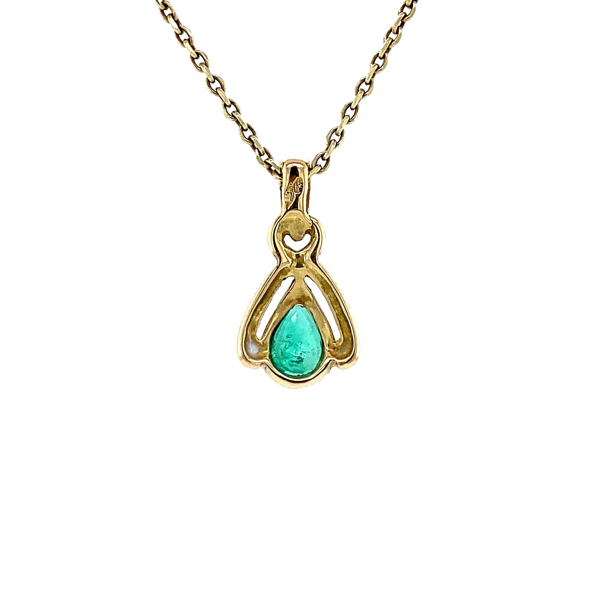 Gouden hanger met smaragd 14 krt