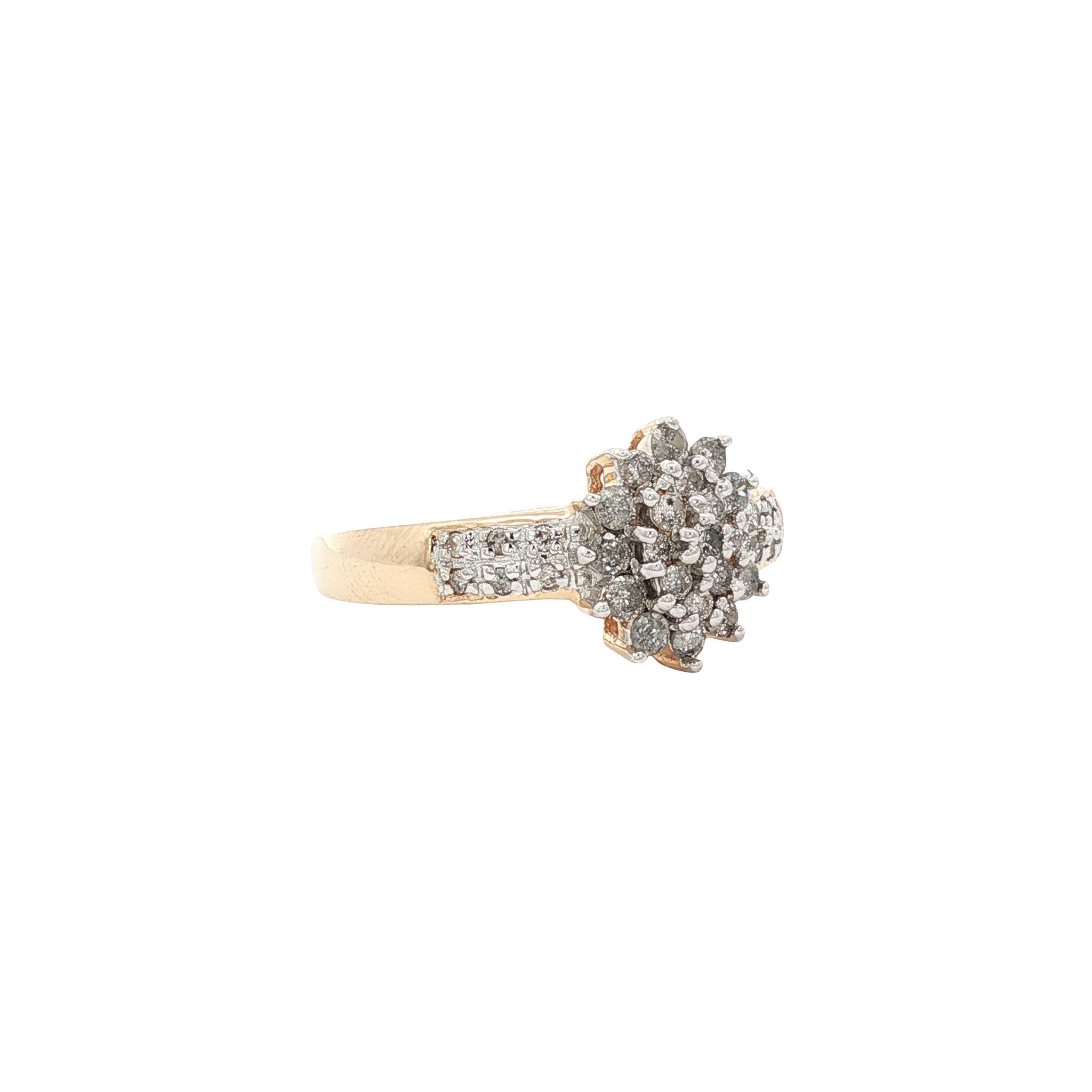 Gouden vintage entourage ring met diamant 14 kt