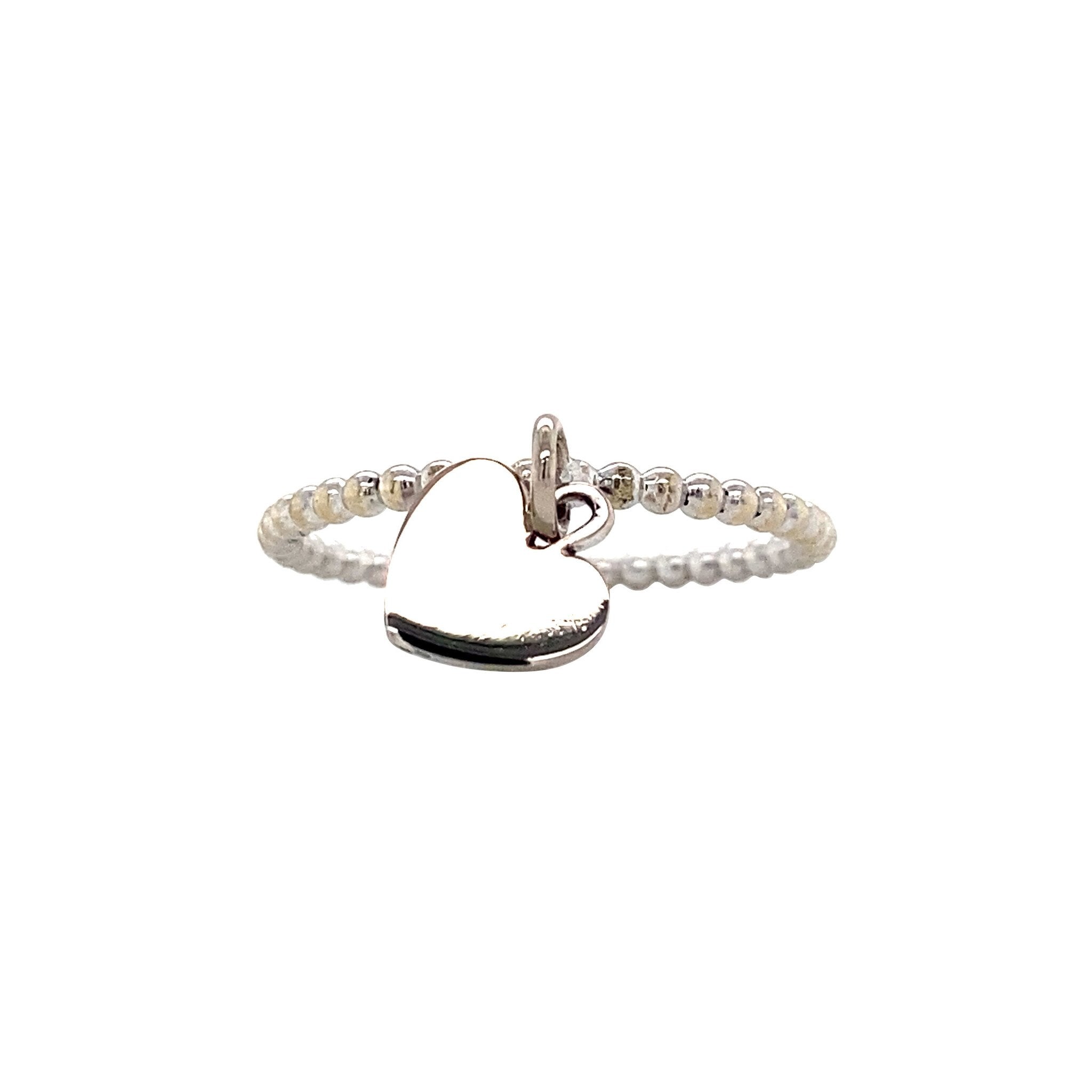 Witgouden ring met hanger hart 14 krt