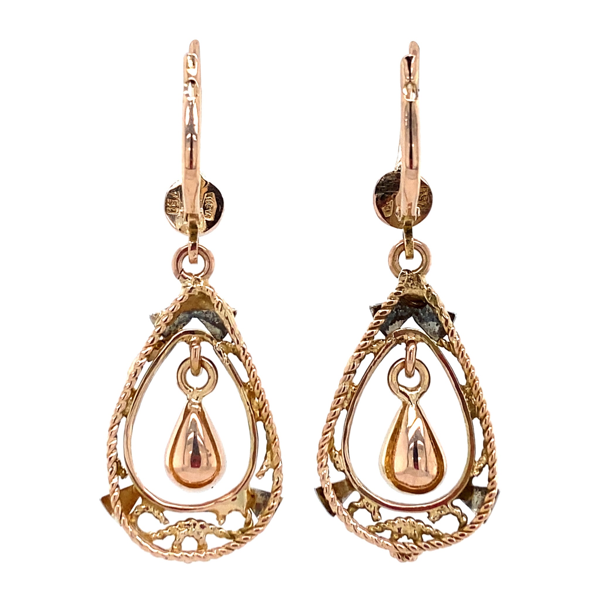 Gouden fantasie oorhangers 14 krt