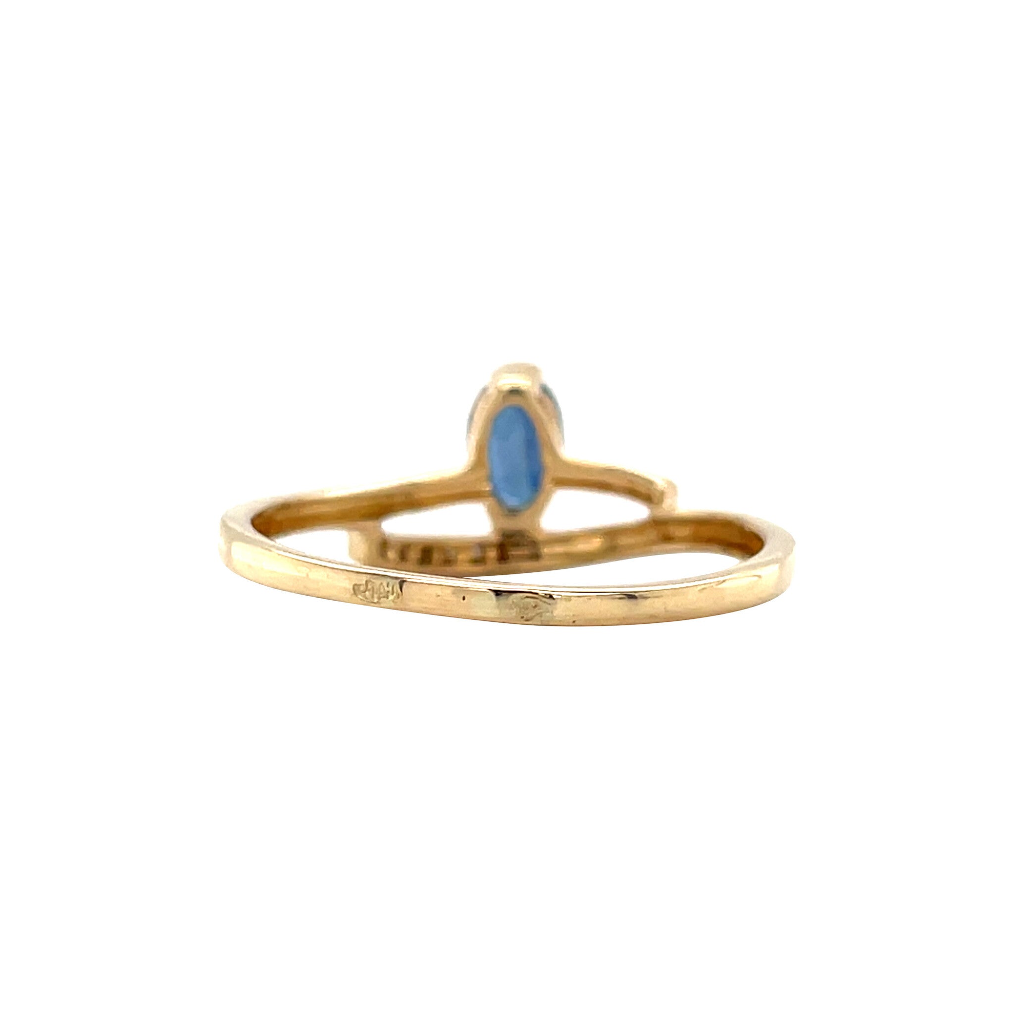 18 kt vintage gold ring with sapphire and diamond