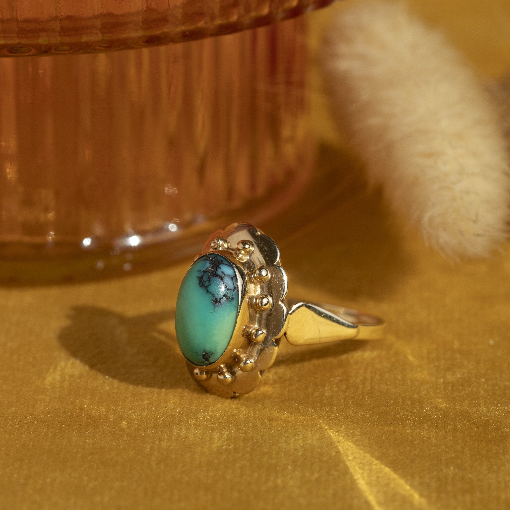 Gouden ring met turkoois 14 krt