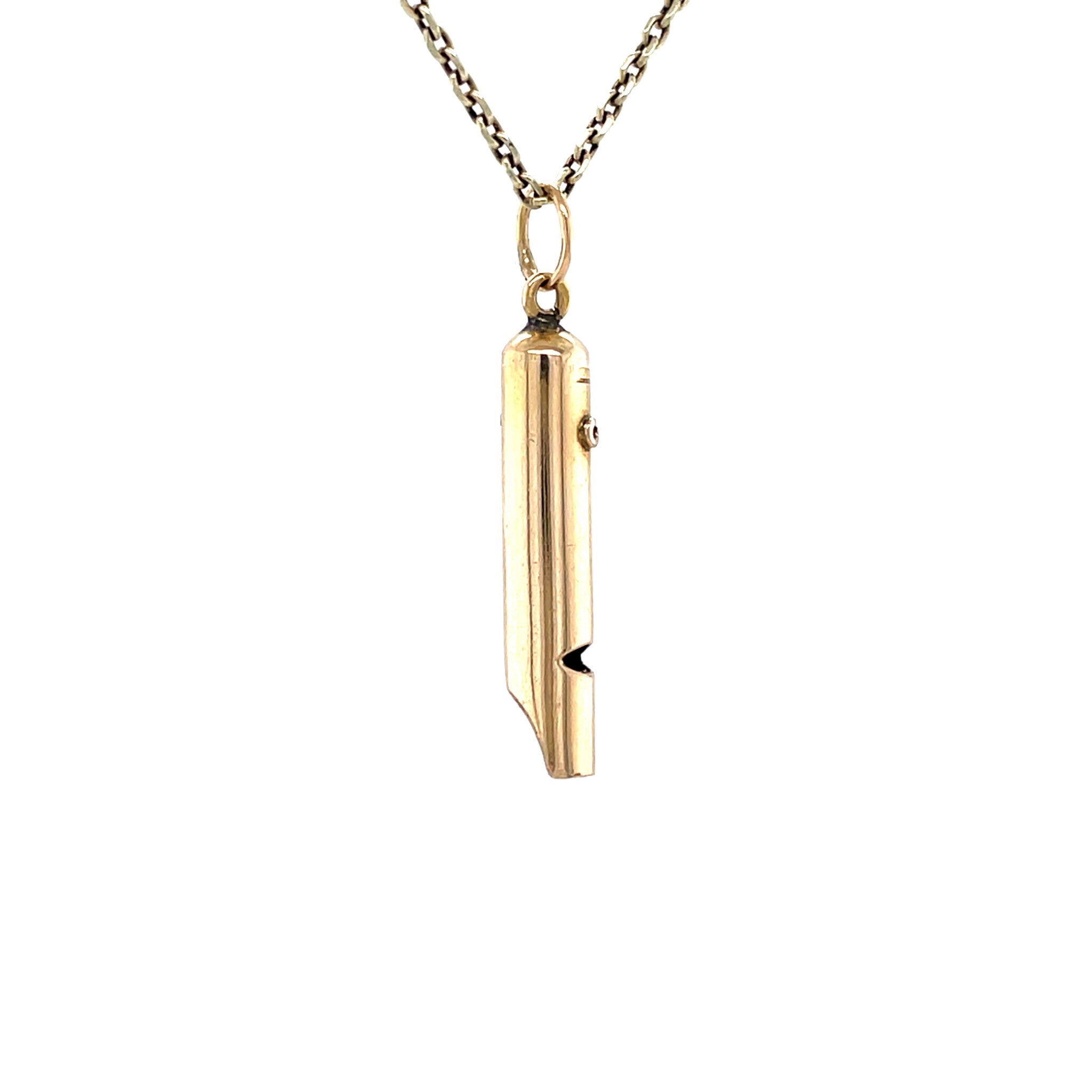 Gouden vintage blokfluit hanger 14 krt