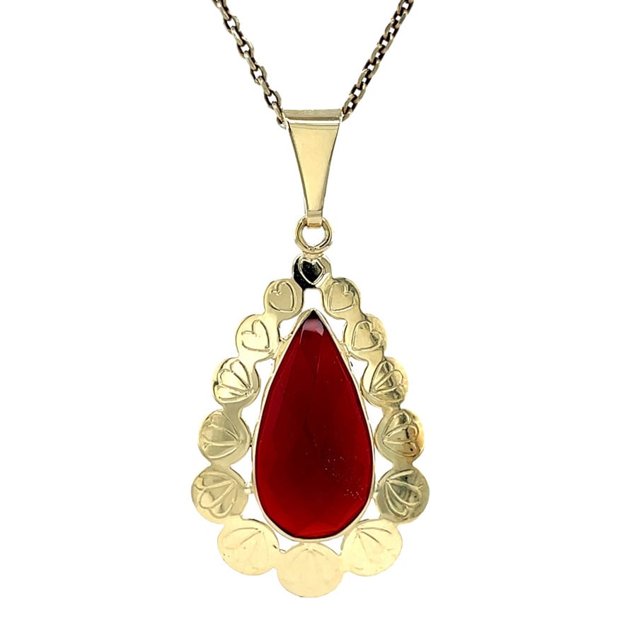 Vintage gold pendant with carnelian, 14 kt