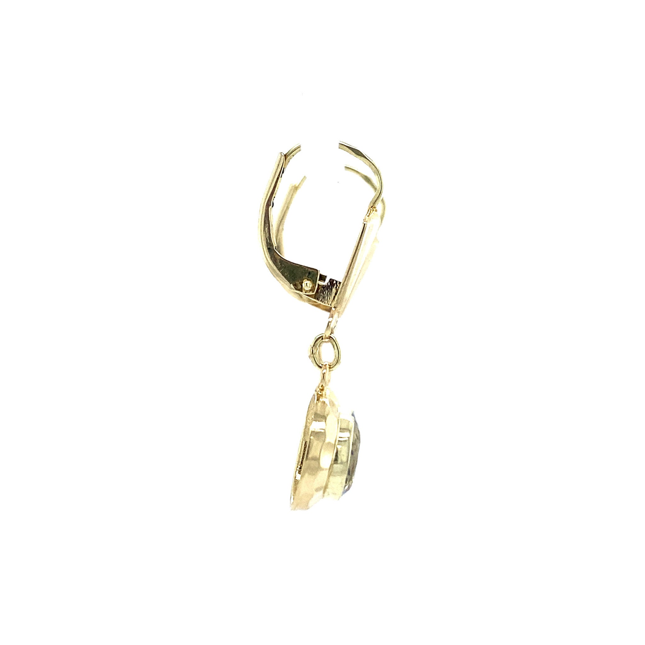 14 kt gold earrings with blue spinel
