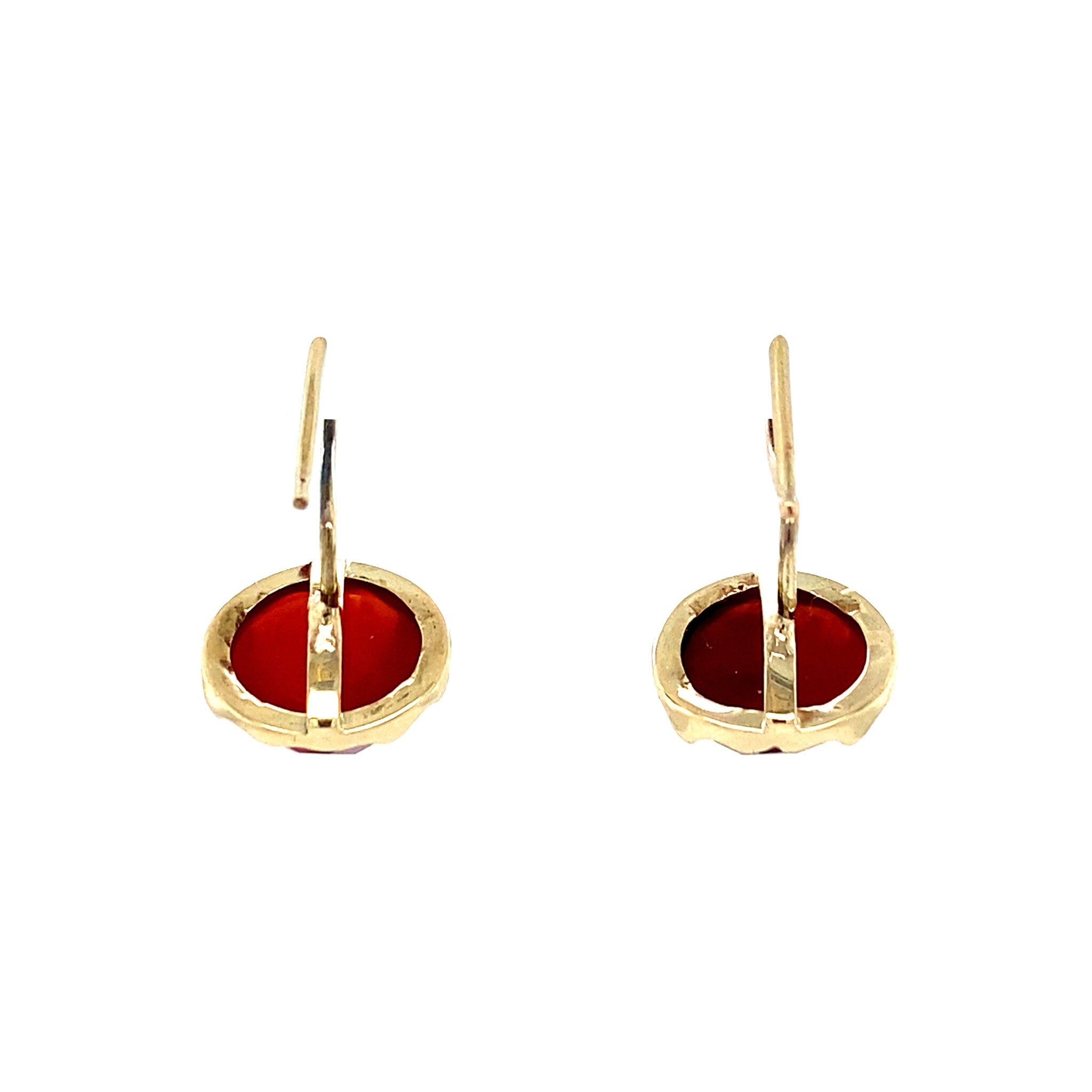 Gold earrings with carnelian 14 krt
