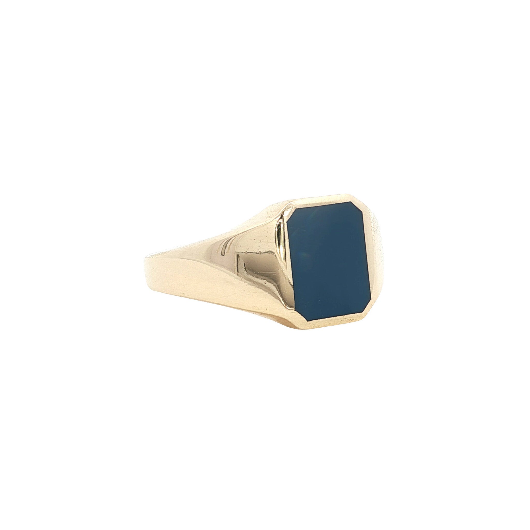 Gold vintage signet ring with blue paste stone 14 kt